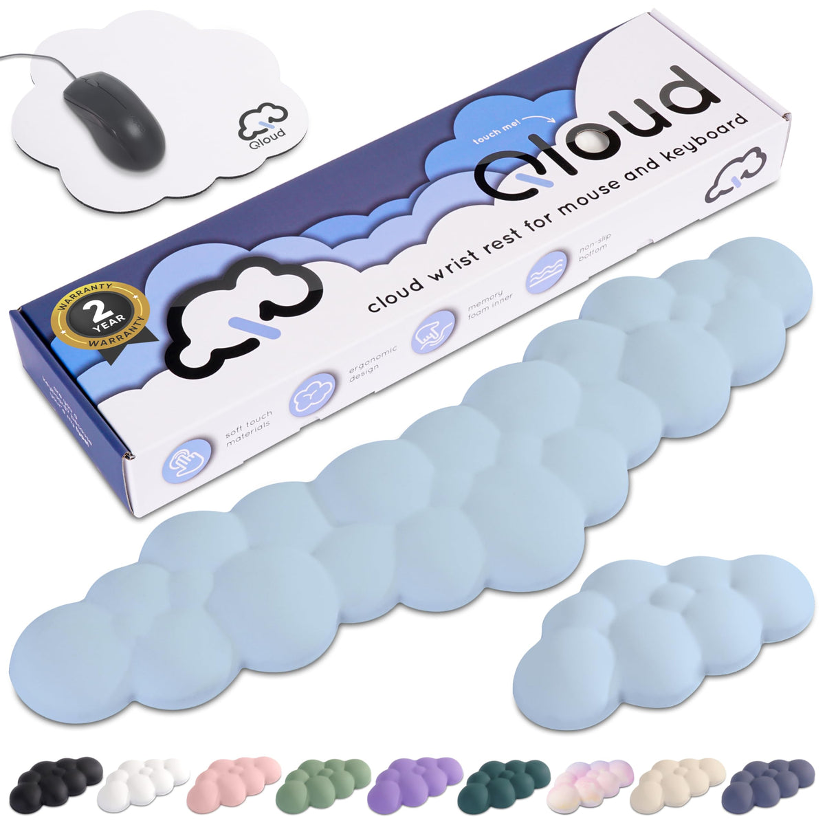 Blue Cloud Keyboard Wrist Rest – Create-ables Qloud Blue Wrist Rest for Computer Keyboard and