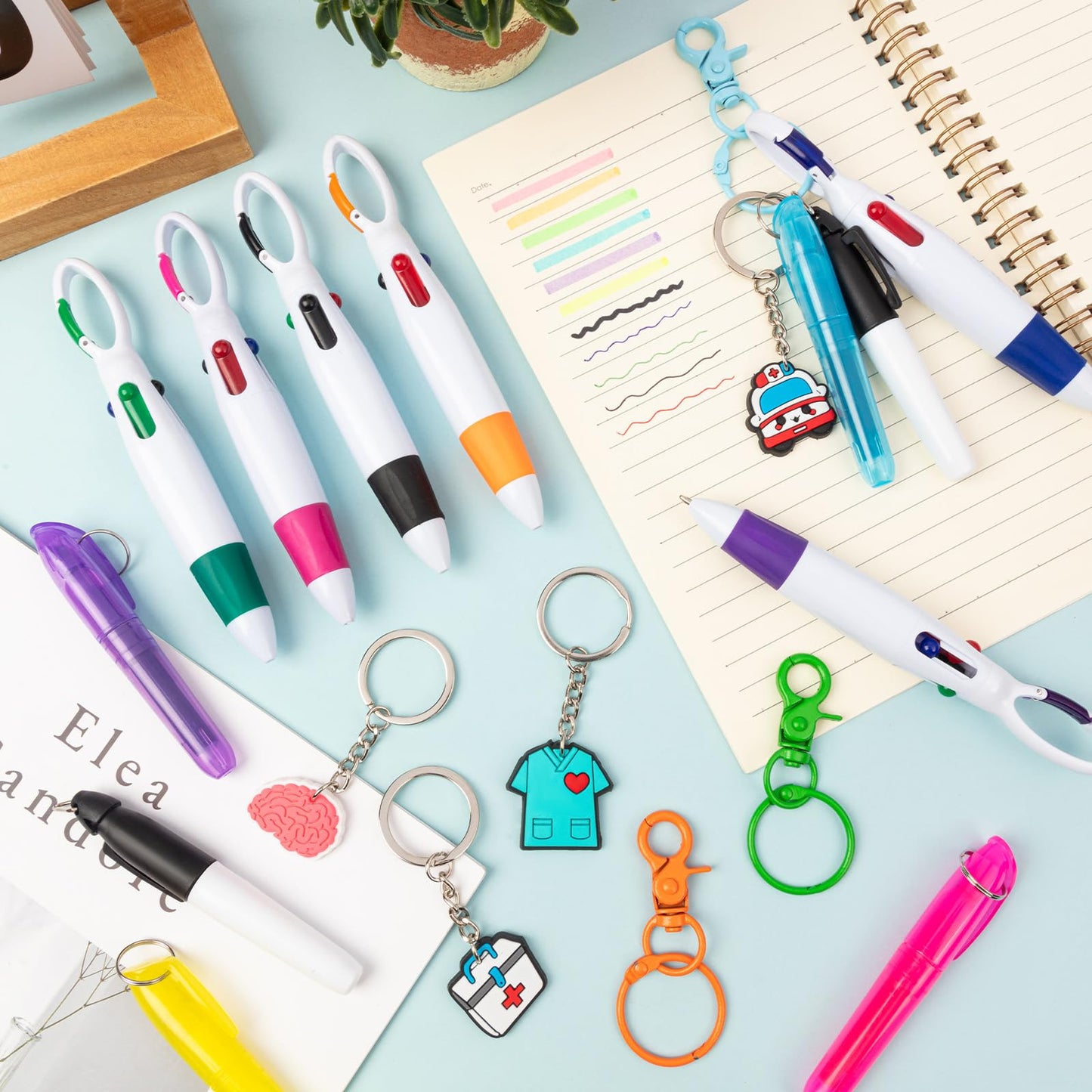 KFPPLXQ 60 Pieces Mini Highlighter Nurse Pens for Badge Reel