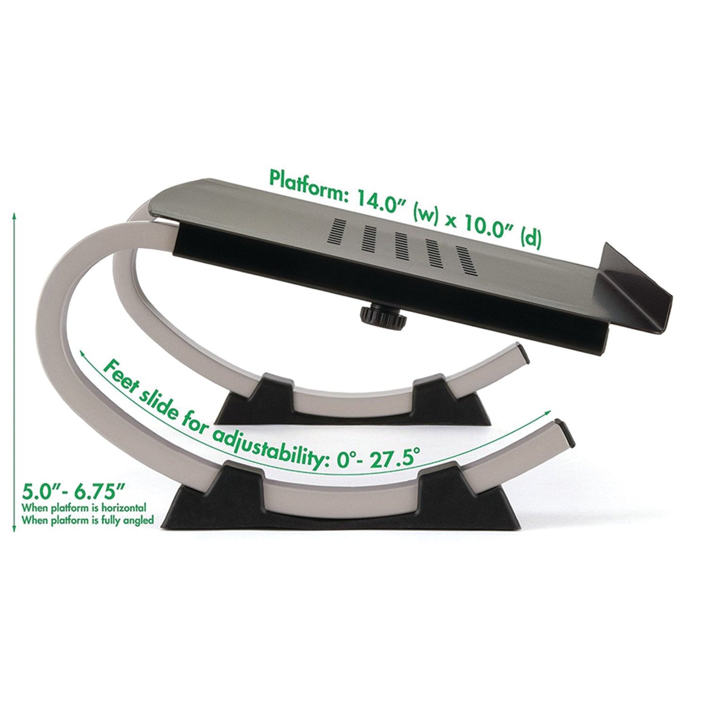Allsop Redmond Adjustable Laptop Stand, Vented Curved Sturdy Metal Ergonomic Riser, Black (ASP30498)