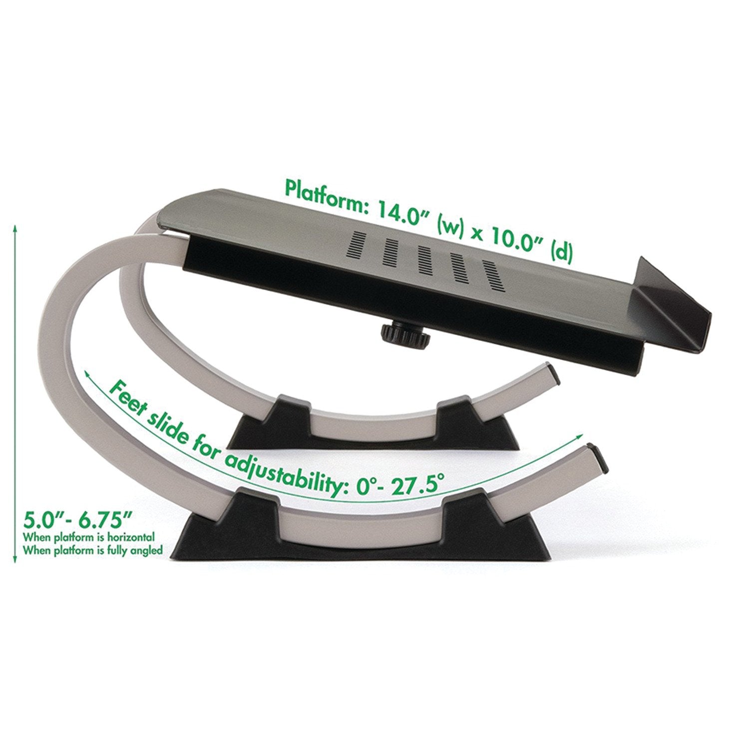 Allsop Redmond Adjustable Laptop Stand, Vented Curved Sturdy Metal Ergonomic Riser, Black (ASP30498)