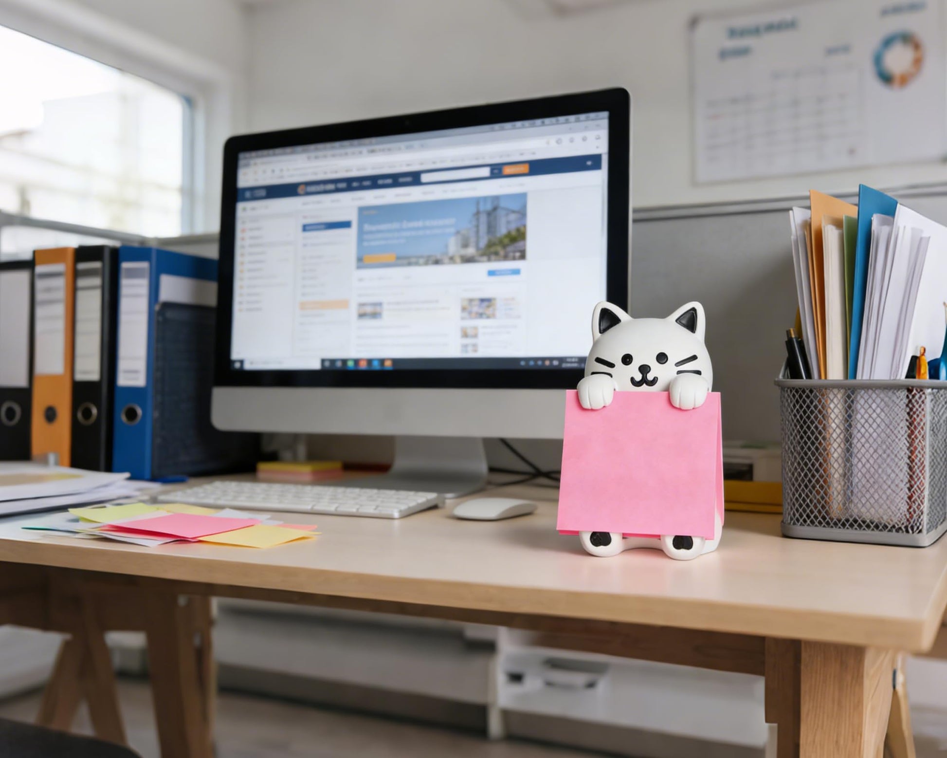 HORTIX Cat Pop-Up Sticky Note Dispenser for 3 x 3 in Notes, Black & White