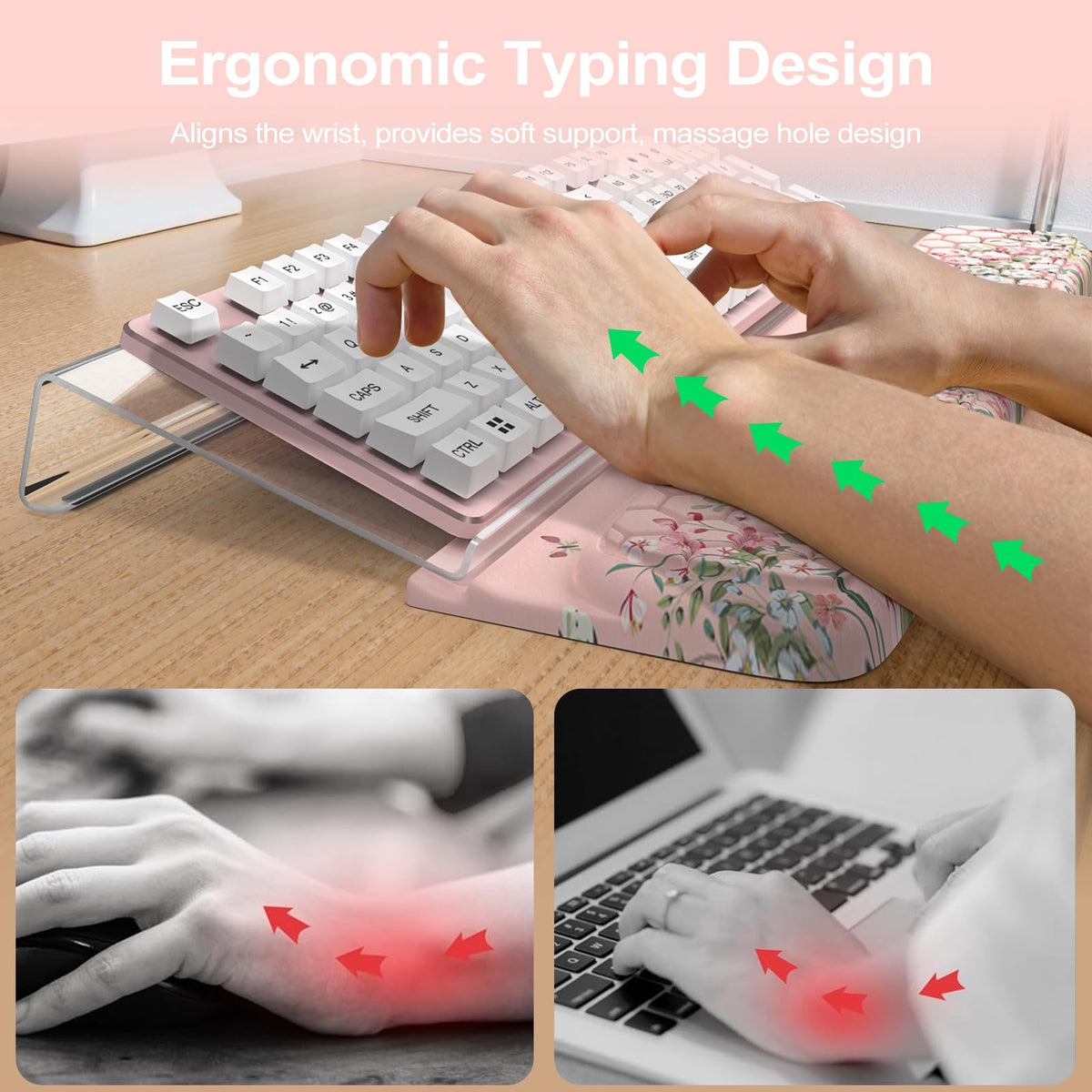 HAOCOO Ergonomic Keyboard Rest Wrist Pad,Comfortable Keyboard Wrist Rest Holder, 3-Level Height