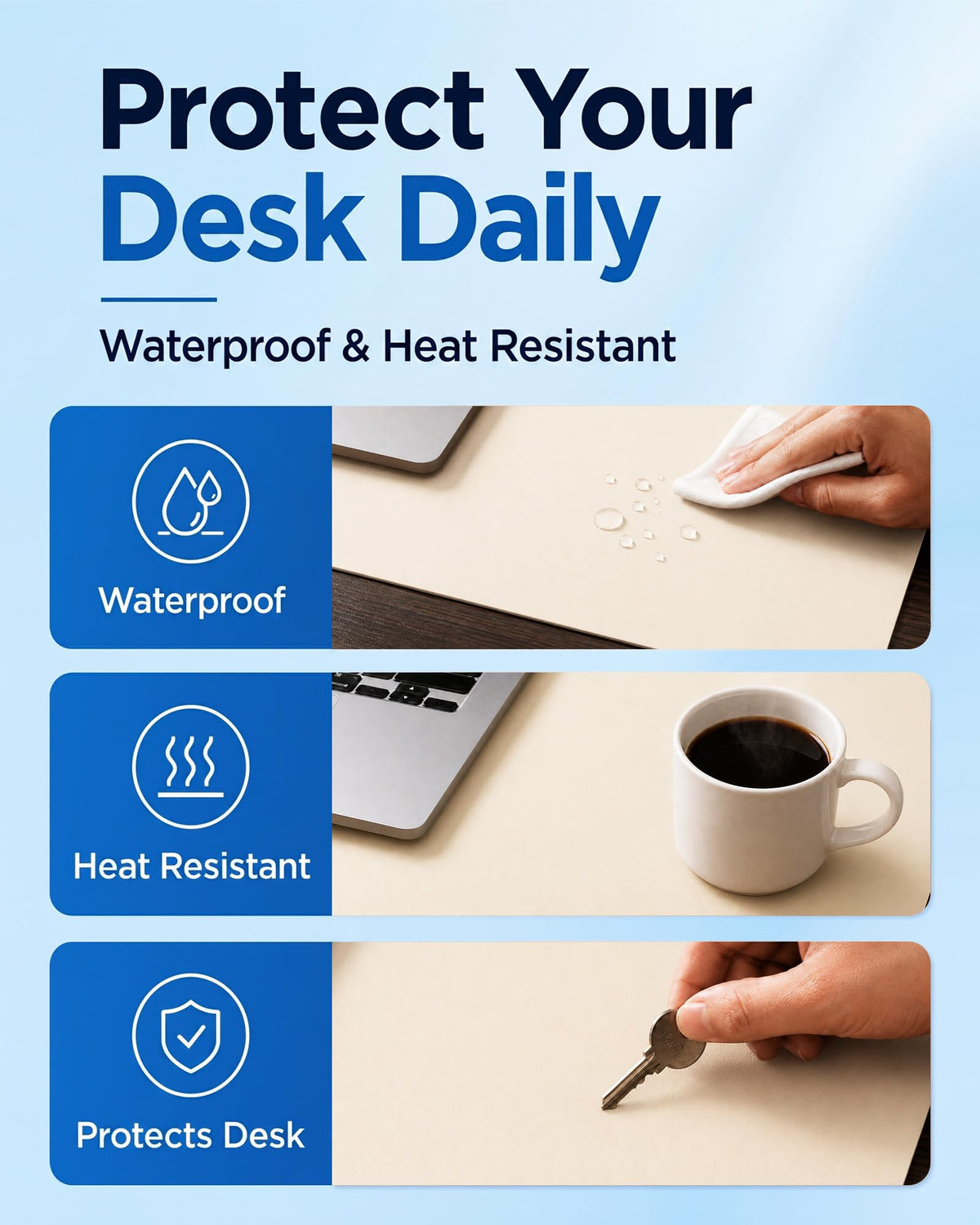 Aothia Dual-Sided Desk Mat - Natural Cork & Leather Desk Protector, Large Mouse Pad & Writing Pad