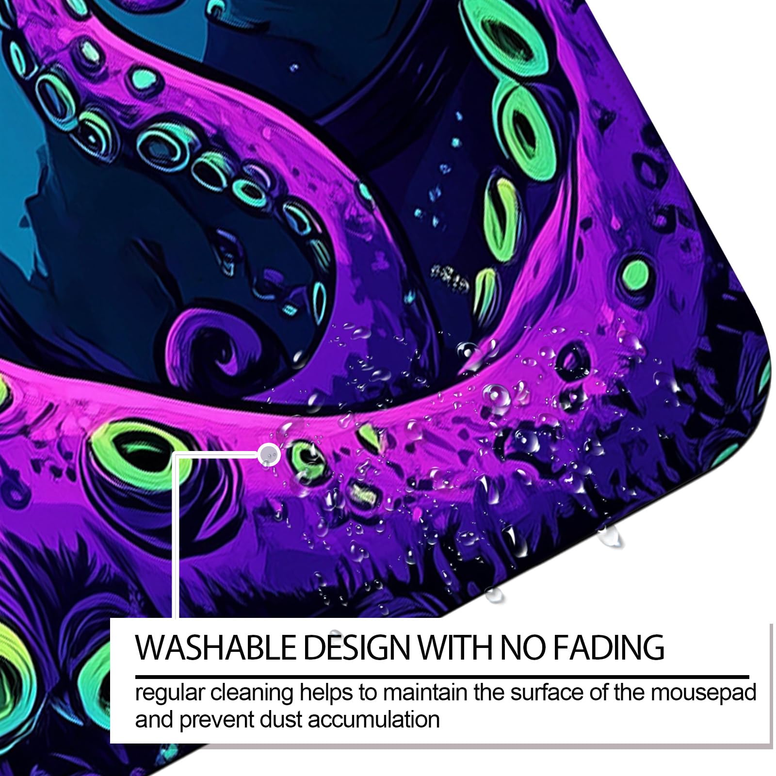 JIANG100 Mystic Purple Octopus Gaming Desk Mat, Extended Mouse Pad, XL