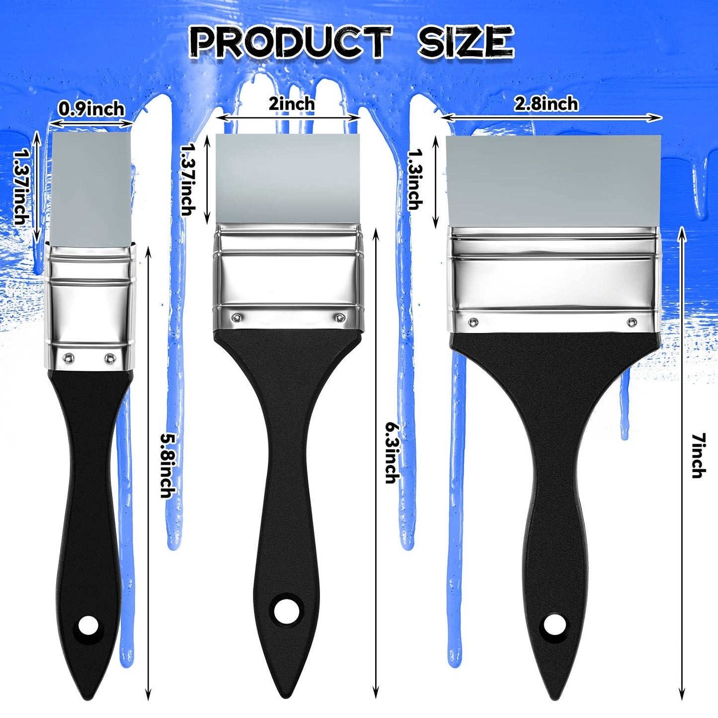 Nezyo 3 Pcs Silicone Paint Brushes Set for Resin Art Crafts, 1''/ 2''/ 3''