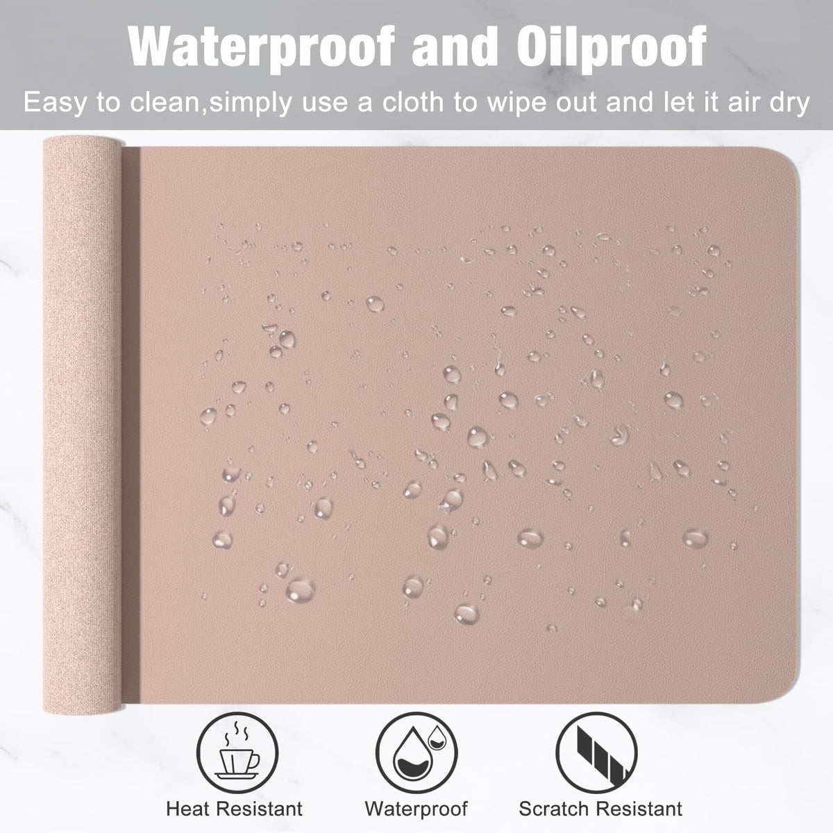 Hsurbtra Desk Pad, 48" x 17" PU Leather Desk Mat, XXXL Extended Mouse Pad, Waterproof Desktop