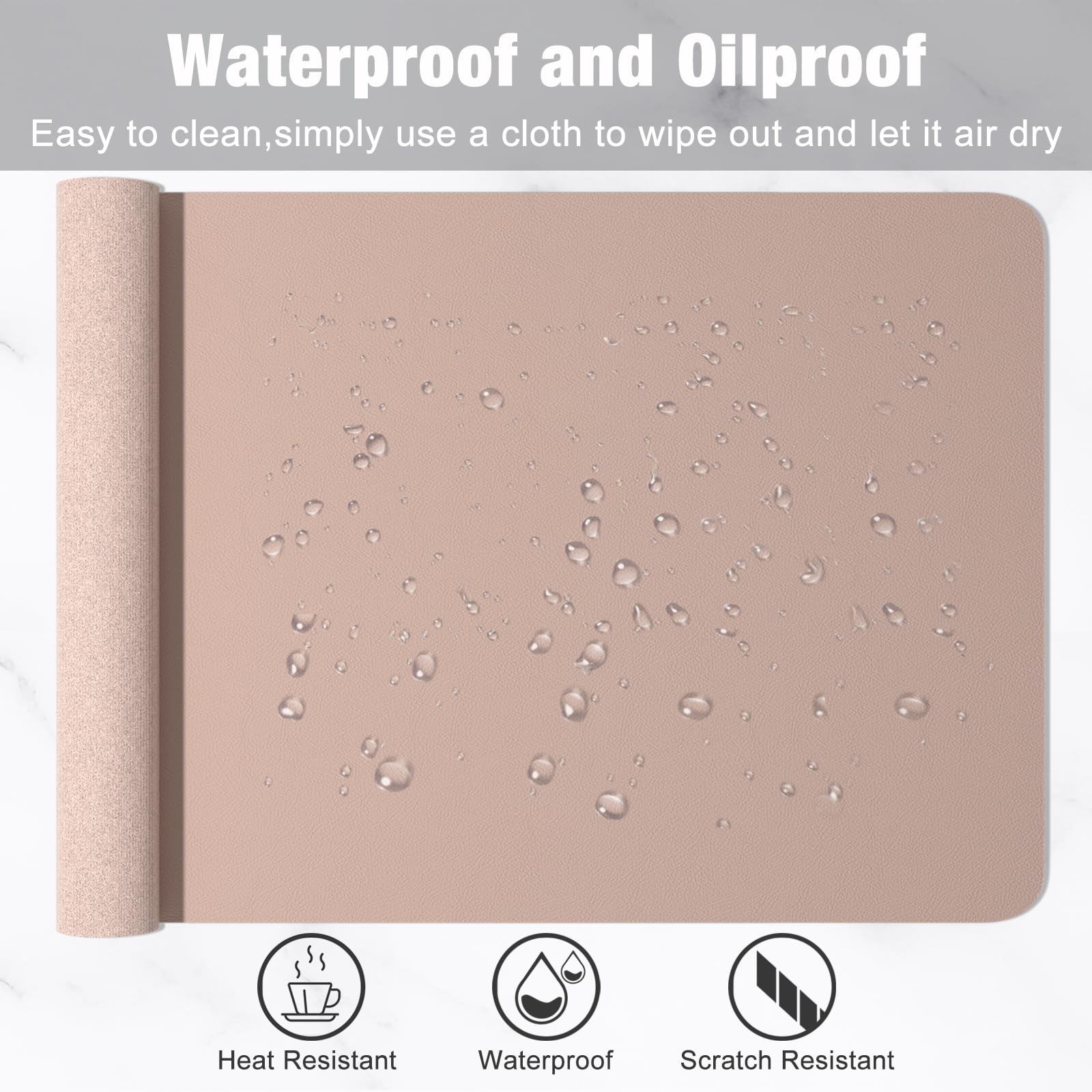 Hsurbtra Desk Pad, 48" x 17" PU Leather Desk Mat, XXXL Extended Mouse Pad, Waterproof Desktop