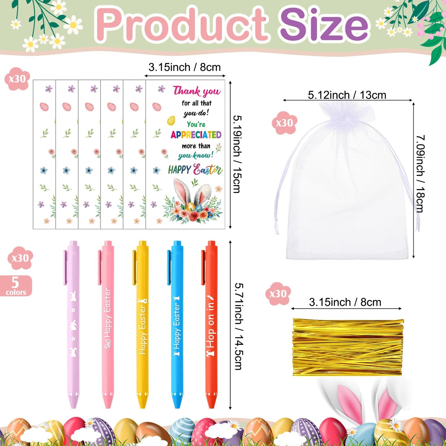 Marspark 30 Set Colorful Easter Gifts Bulk Happy Easter Ballpoint Pens and Bunny Eggs Greeting