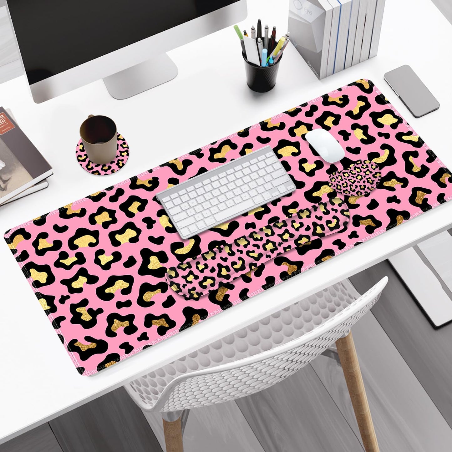 NXZGO Large Gaming Mouse Pad Set, 4 in 1 Extended Keyboard Desk Mat with Wrist Rest, PC Computer