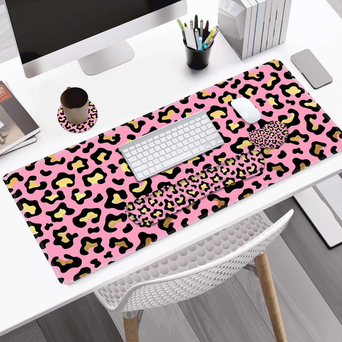 NXZGO Large Gaming Mouse Pad Set, 4 in 1 Extended Keyboard Desk Mat with Wrist Rest, PC Computer