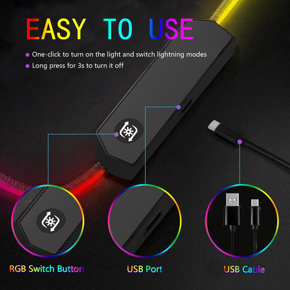 Armanza RGB Gaming Mouse Pad, Large Mousepad with Led Light, Keyboard Pad Gaming Accessories for