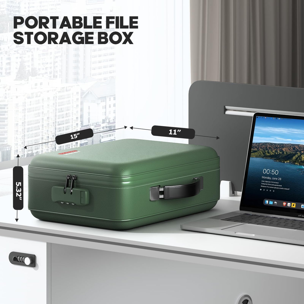 BigPonPon Fireproof Document Box, Hard Case Highly Flame-Resistant Fire Proof Waterproof File