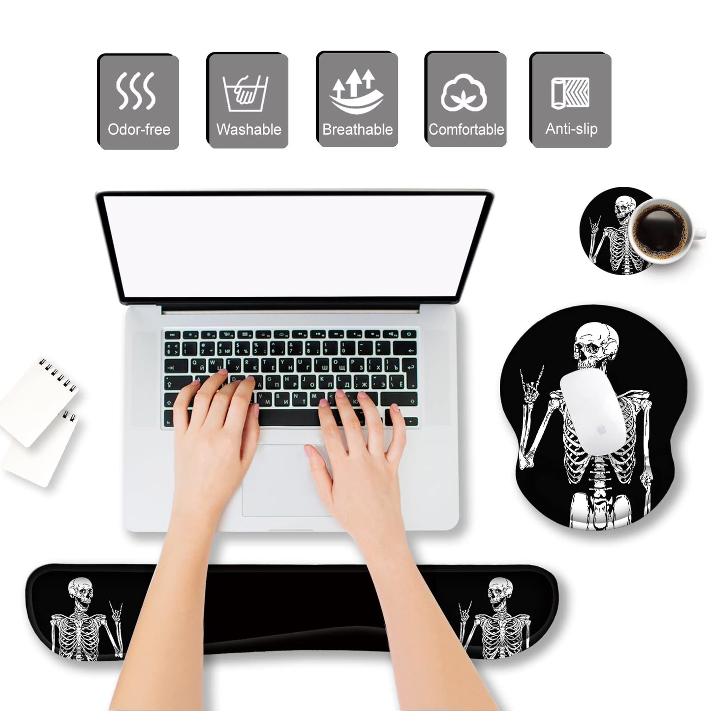 ArtSo Mouse Pad Keyboard Wrist Rest Support Ergonomic, Upgraded Cushion Mousepad Gel Memory Foam