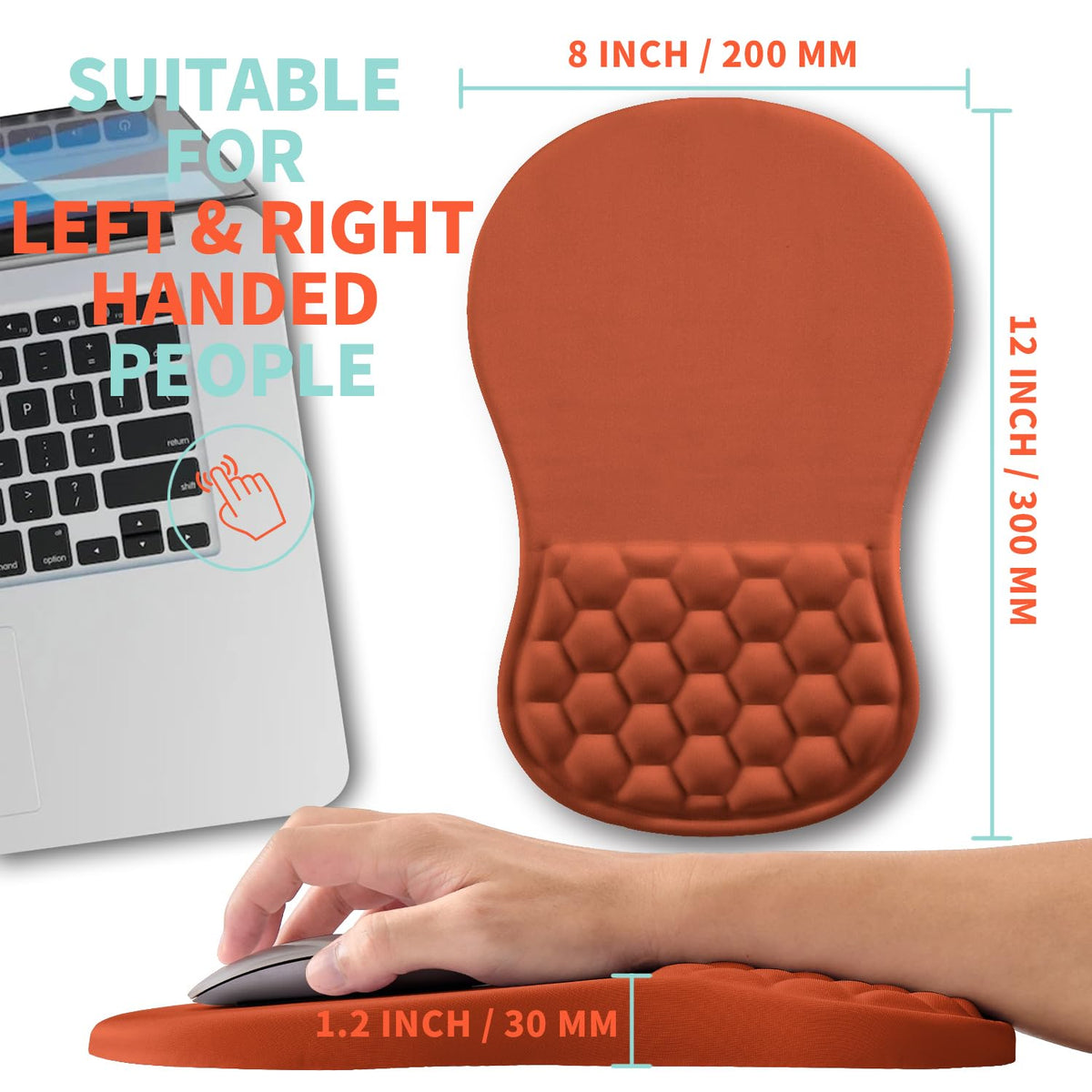 Kuosgm Ergonomic Mouse Pad Wrist Support with Memory Foam Massage Bulge, Carpal Tunnel Pain Relief