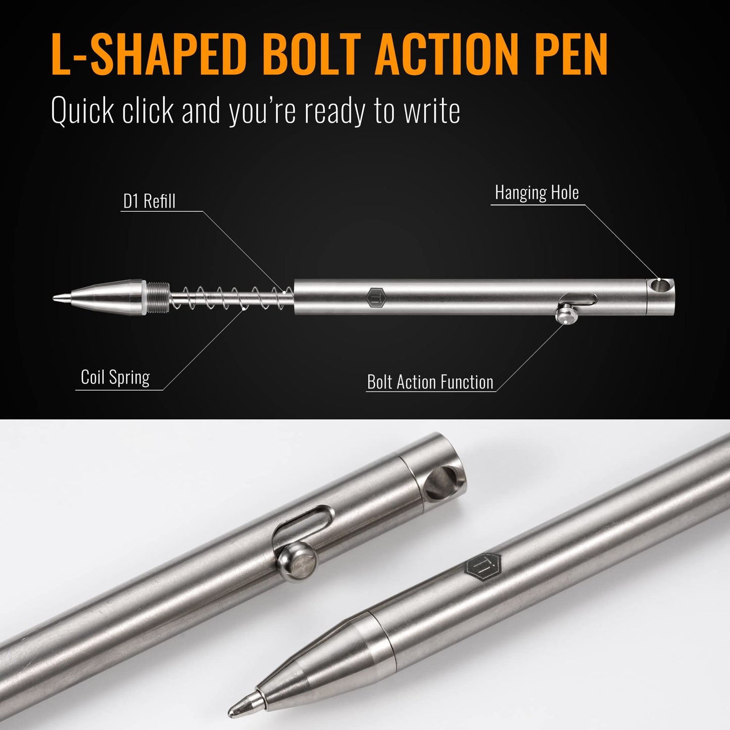 KeyUnity KP00 Titanium Bolt Action Fine Point Pen for Everyday Carry