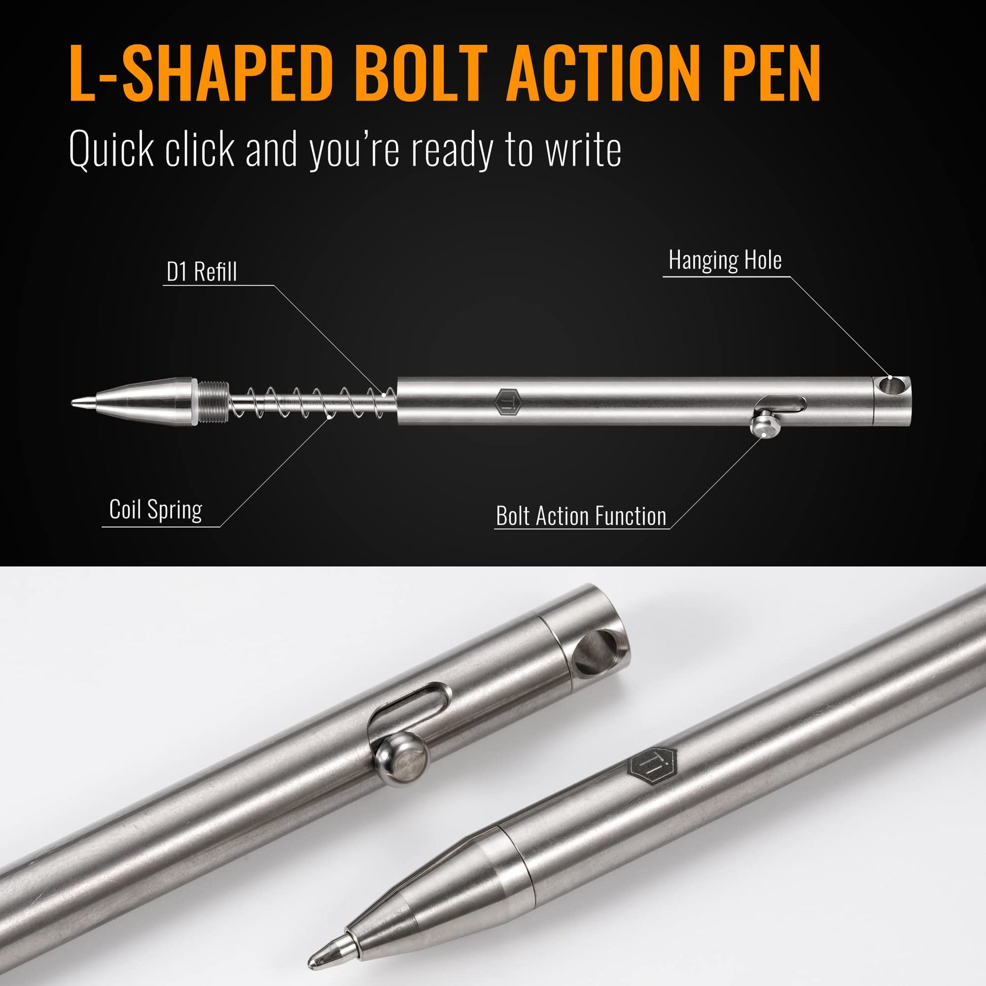KeyUnity KP00 Titanium Bolt Action Fine Point Pen for Everyday Carry
