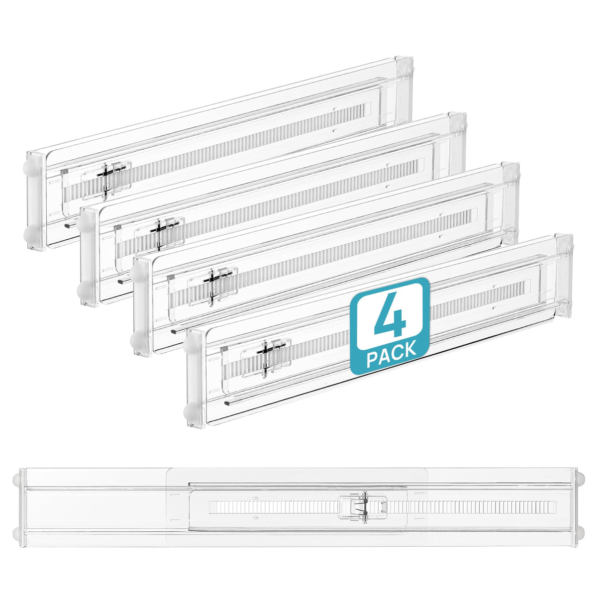 Vtopmart 4 Pack Shallow Drawer Dividers, 2.36" High 12.5"-20.8" Adjustable Expandable Kitchen