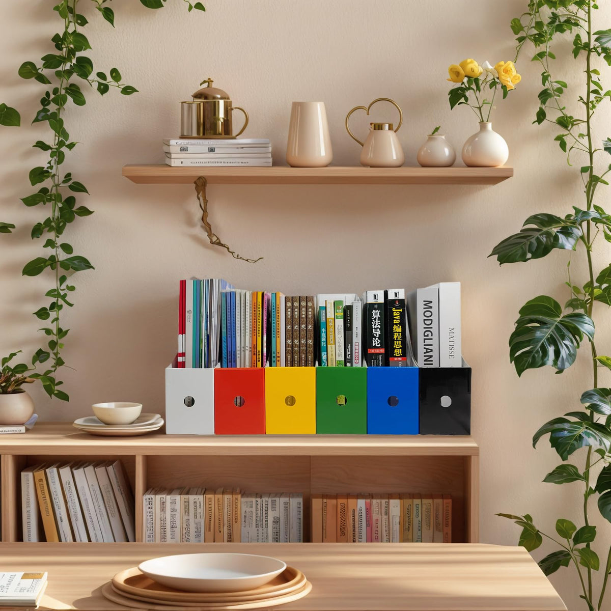 Limitliho 24 Pack Blue Cardboard Magazine File Holder for Desk or Shelves