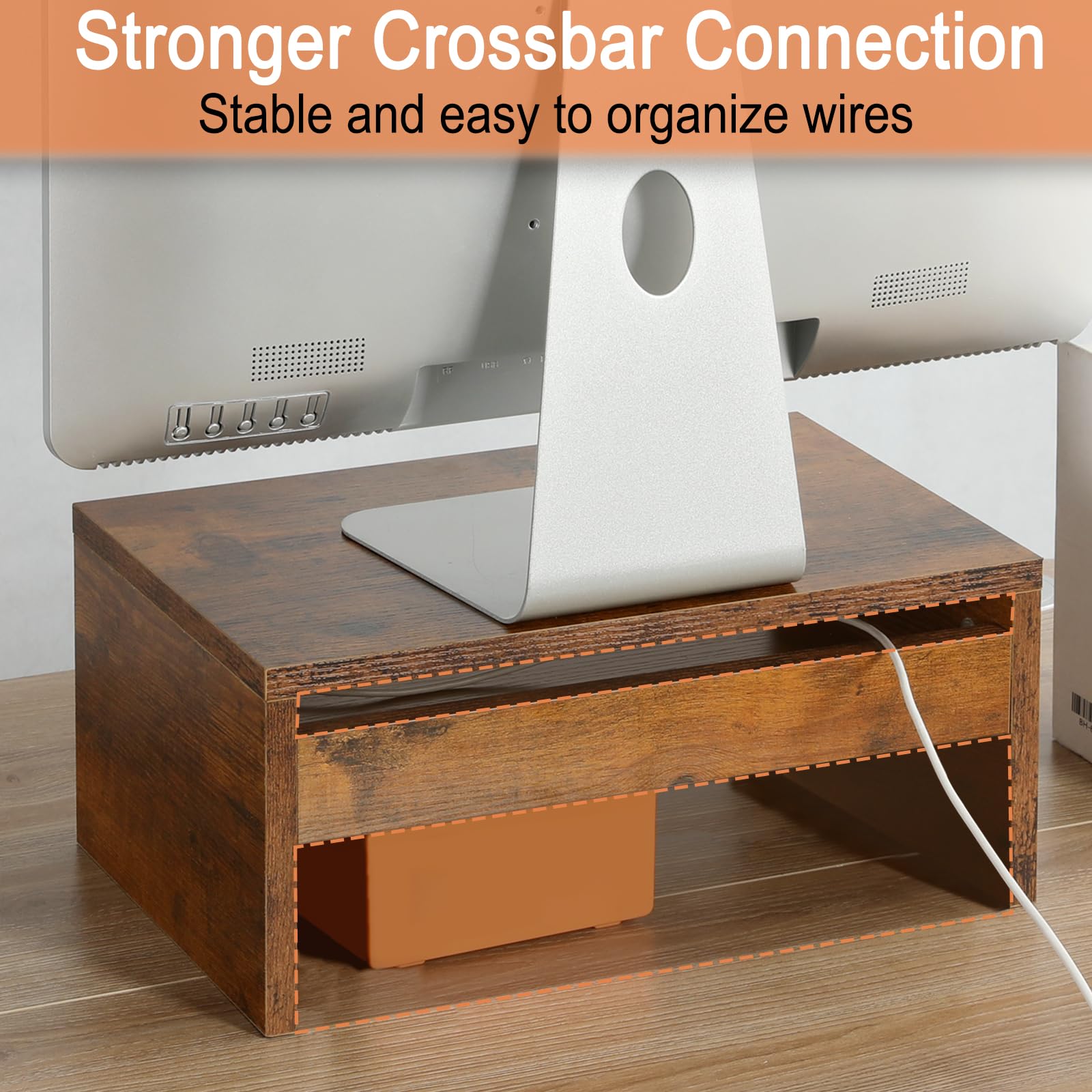 TEAMIX 6.7 inch Tall Monitor Stand Riser, Wood Shelf Riser, Desk Organizer