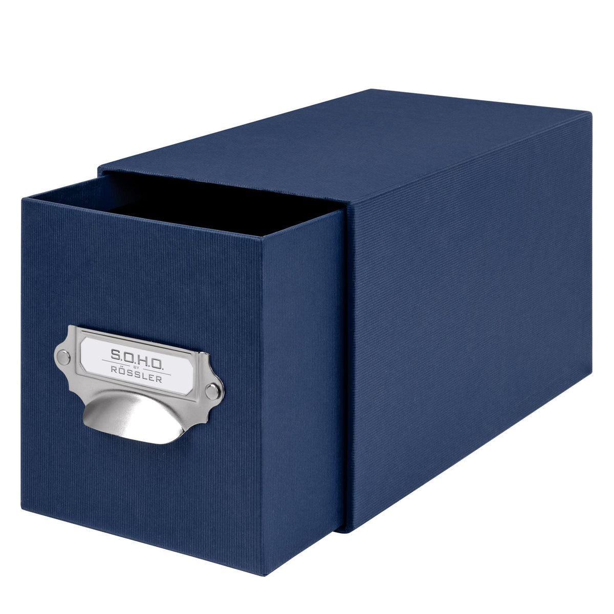 Rössler SOHO CD Storage Box with Metal Index Holder - Navy Blue