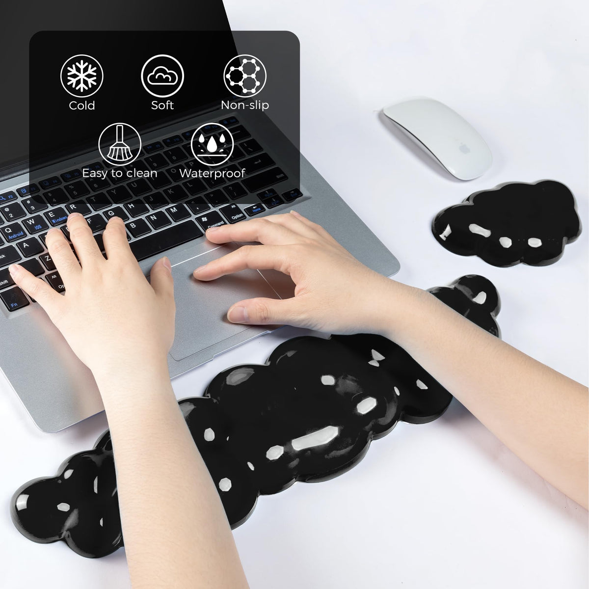 ABRONDA Gel Cloud Keyboard & Mouse Wrist Rest Set - Cloud Keyboard Wrist Rest Pad & Mouse Support