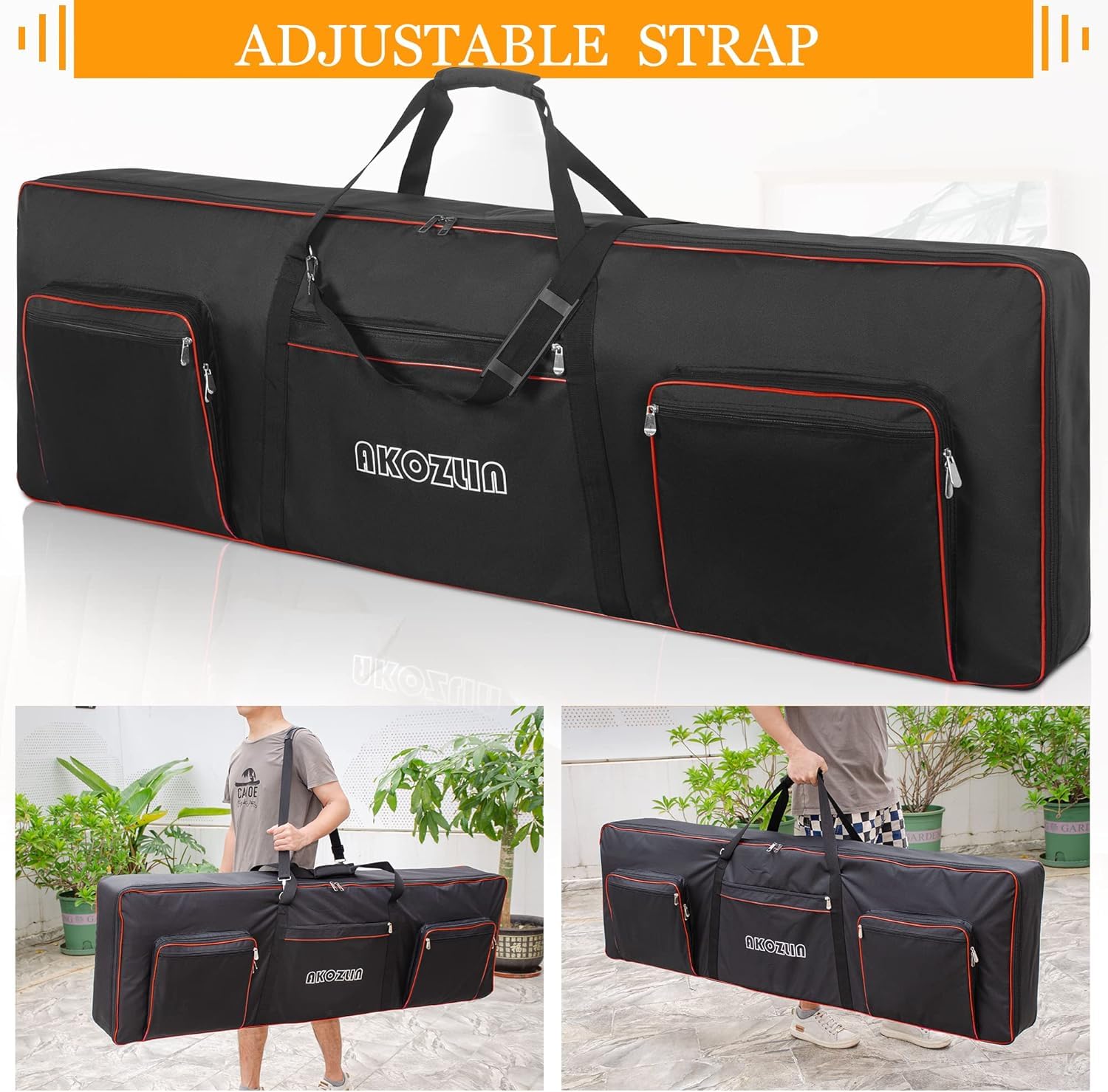 AKOZLIN 88 Key Keyboard Case, Soft Padded Keyboard Gig Bag, Piano Bag