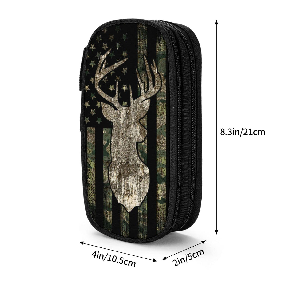 YETTA YANG Camo Camouflage American Flag Hunting Deer Pencil Box Case for Pen Holders Office