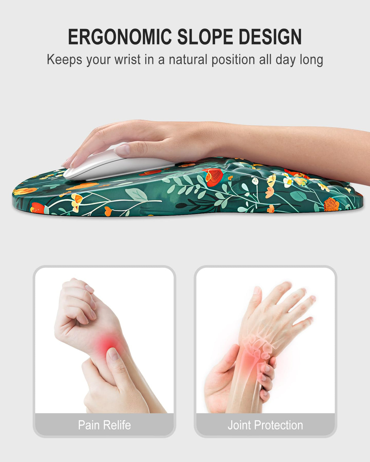Auhoahsil Ergonomic Mouse Pad with Wrist Rest, Slope Computer Mouse Mat with Wrist Support, Memory