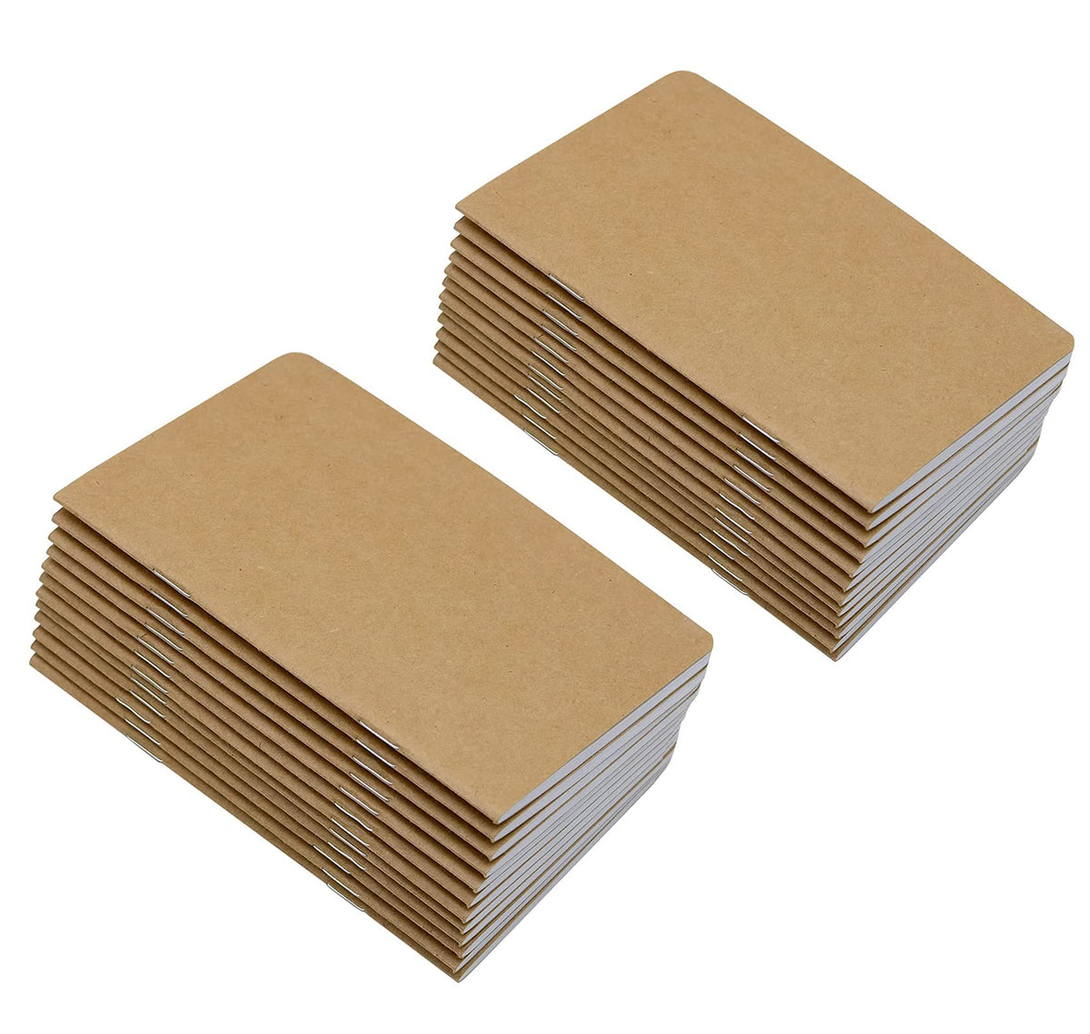 Yansanido 24 Pcs 5.5 Inch x 3.5 Inch Brown Cover Pocket Notebook 32 Sheets (64 Pages) Blank Pages