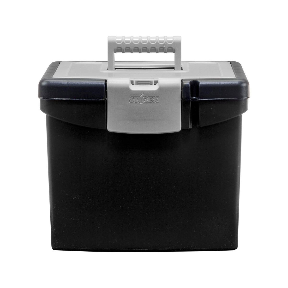 Storex 61504B02C Portable File Box with XL Lid, 11 x 13-1/2 x 11 Inches, Black