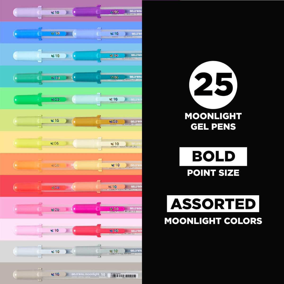 SAKURA Gelly Roll Moonlight Size 10 Gel Pens, Assorted, 25 Pack