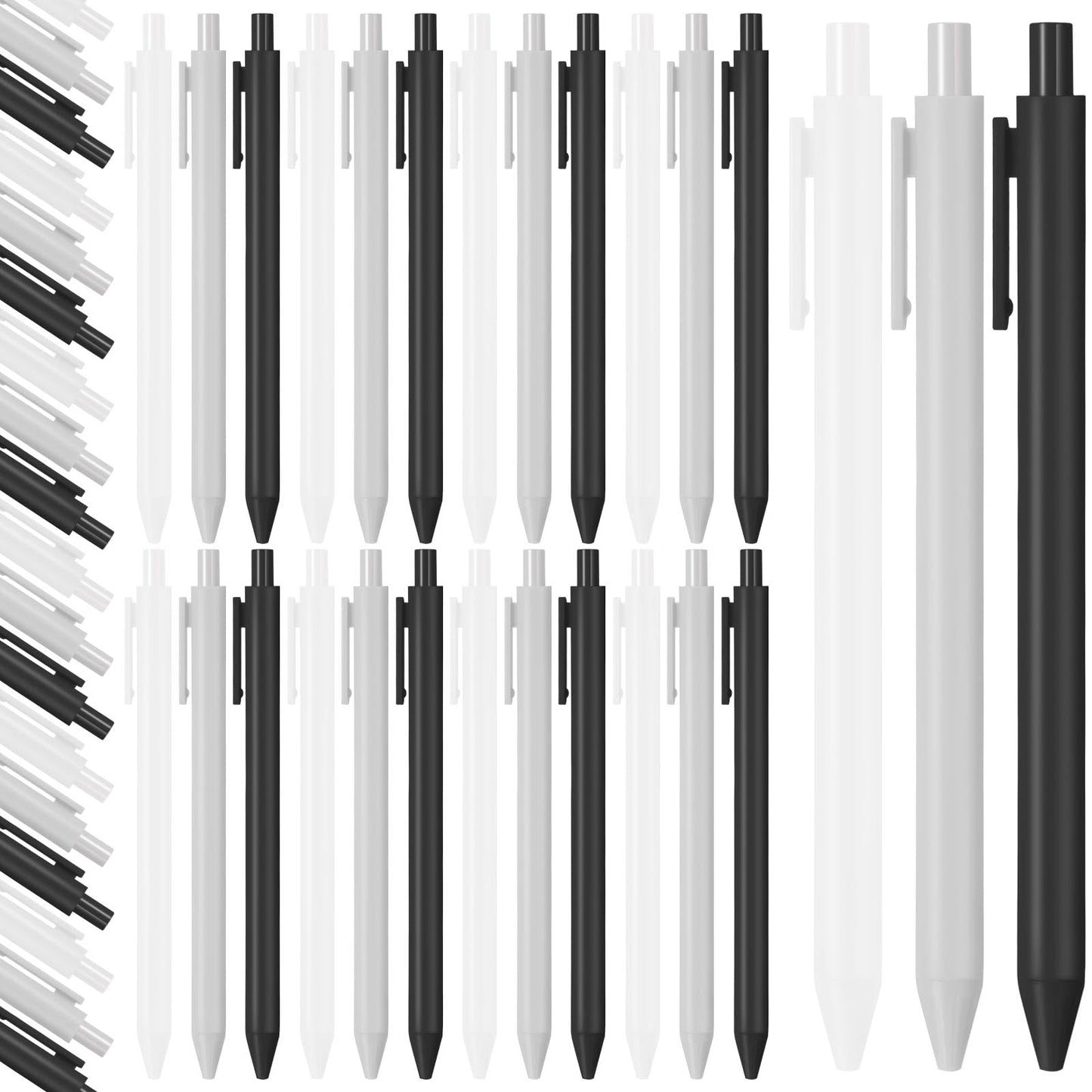 Fulmoon 50 Pcs Cute Pens Retractable 1.0mm, Black White Gray Black Ink