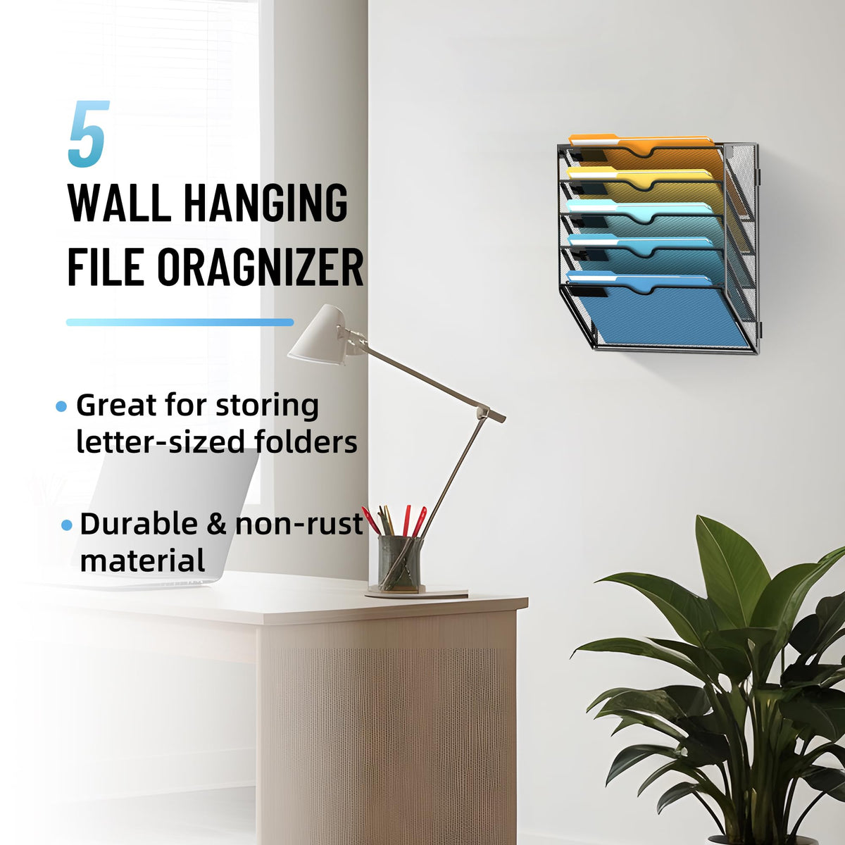 SUPEASY 5-Tier Hanging Wall File Organizer with Hooks, 2 Pack