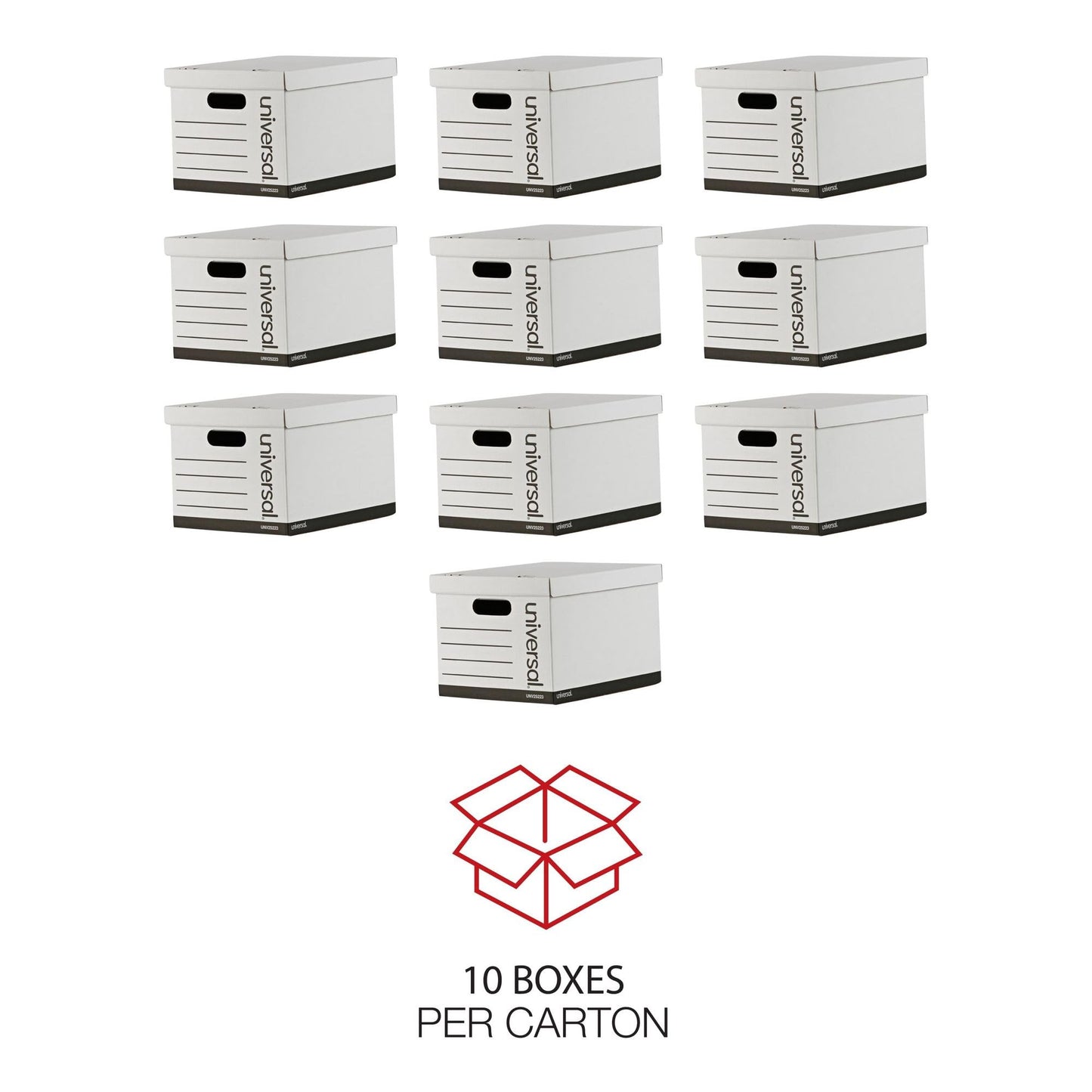 Universal Basic-Duty Economy Record Storage Boxes, 12 Pack, Letter/Legal Files, 12" x 15" x 10"