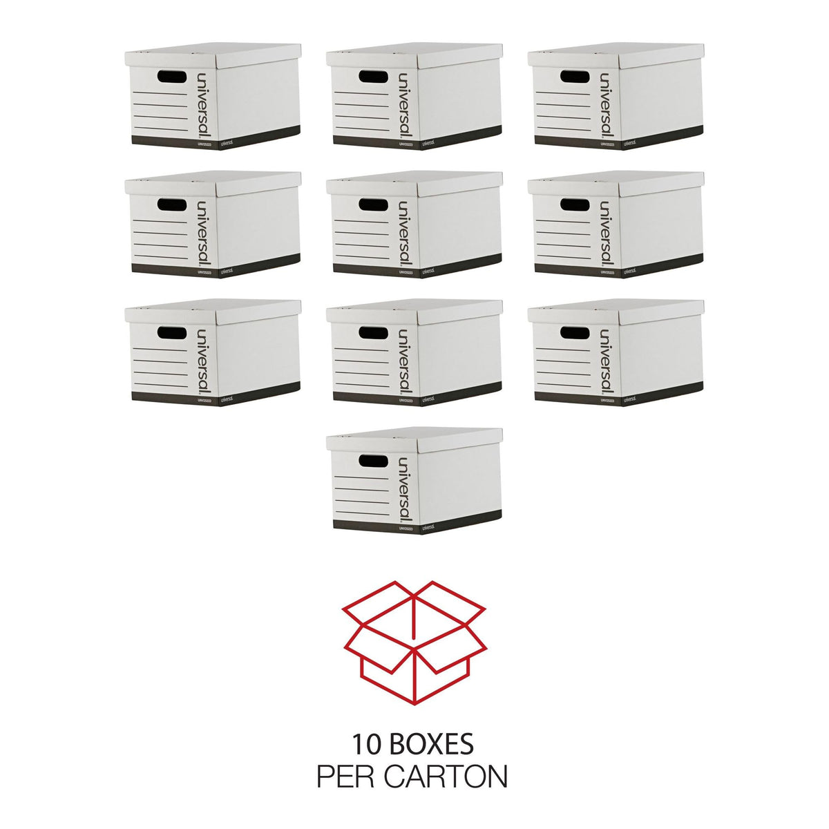 Universal Basic-Duty Economy Record Storage Boxes, 12 Pack, Letter/Legal Files, 12" x 15" x 10"