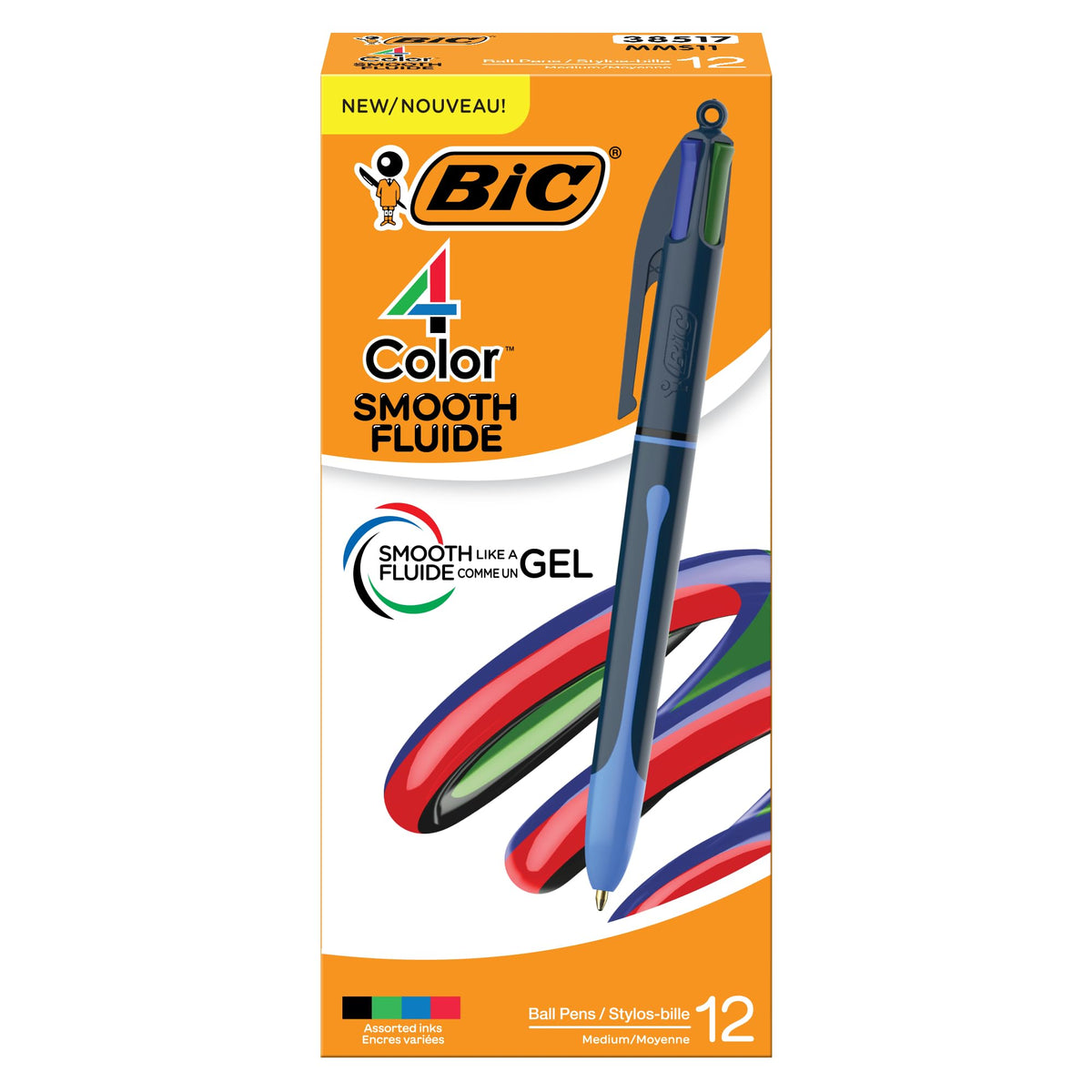BIC Gel Pen, 1.0 mm Point, Assorted Ink, 12-Count