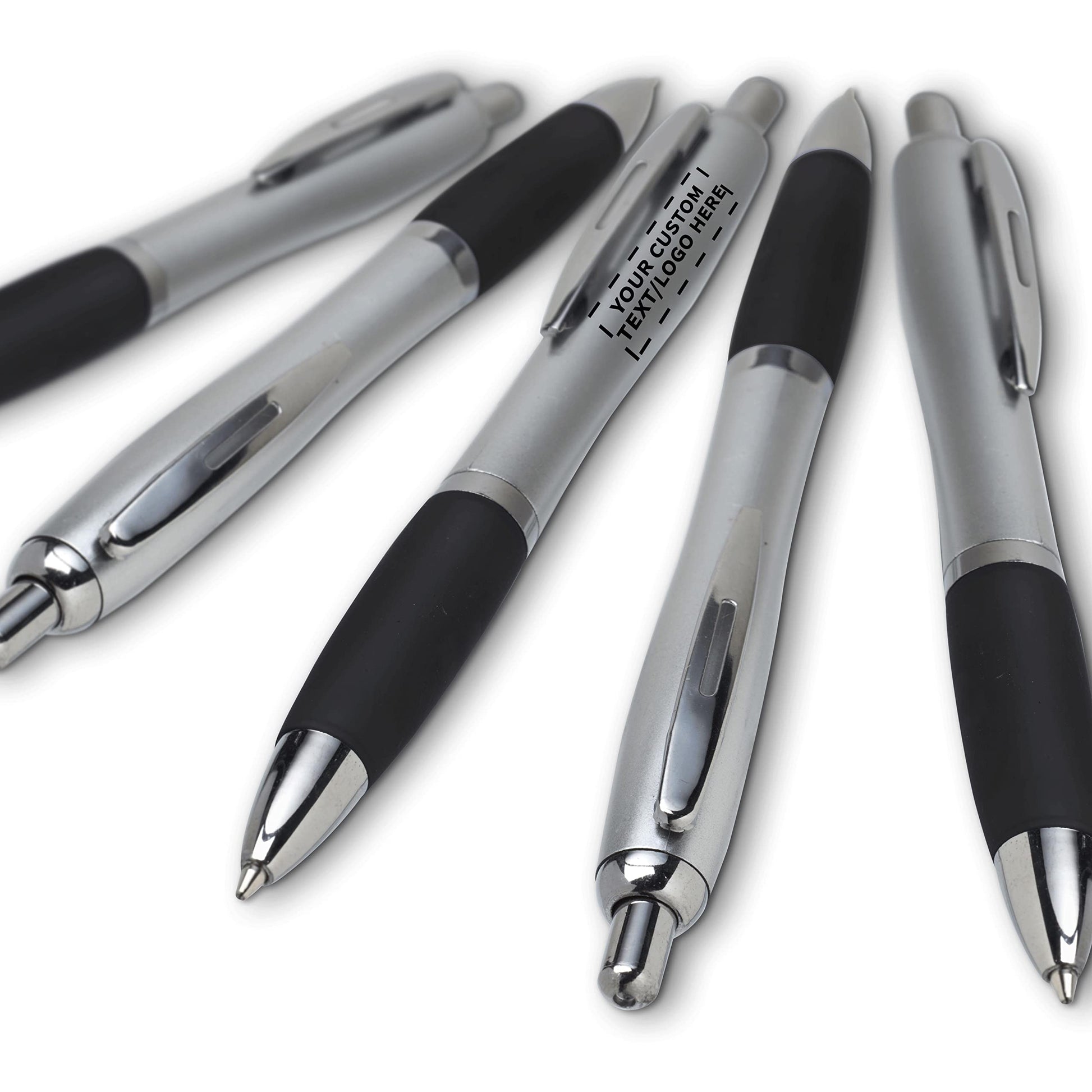 Personalized Ballpoint Pens with Rubber Grip and Click Button, Pack of 10 by DISCOUNT PROMOS