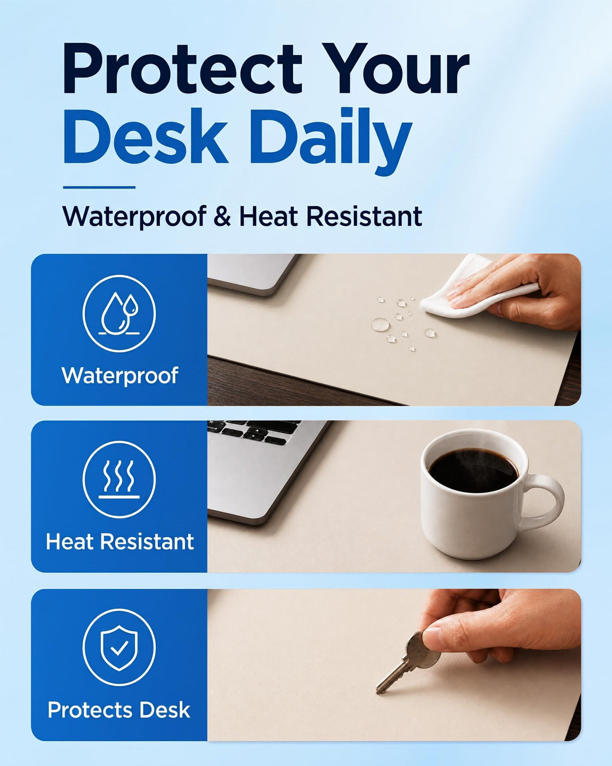 Aothia Dual-Sided Desk Mat, FSC Cork & PU Leather Desk Pad, Large Mouse Pad & Writing Surface for