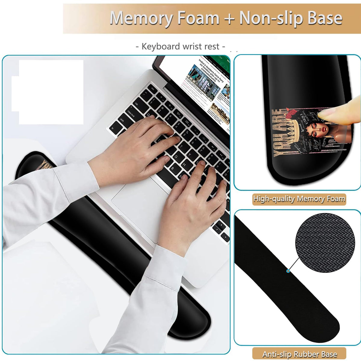 Keyboard Wrist Rest and Mouse Pad Wrist Support Set, Ergonomic Gel Mouse Pad Wrist Rest with