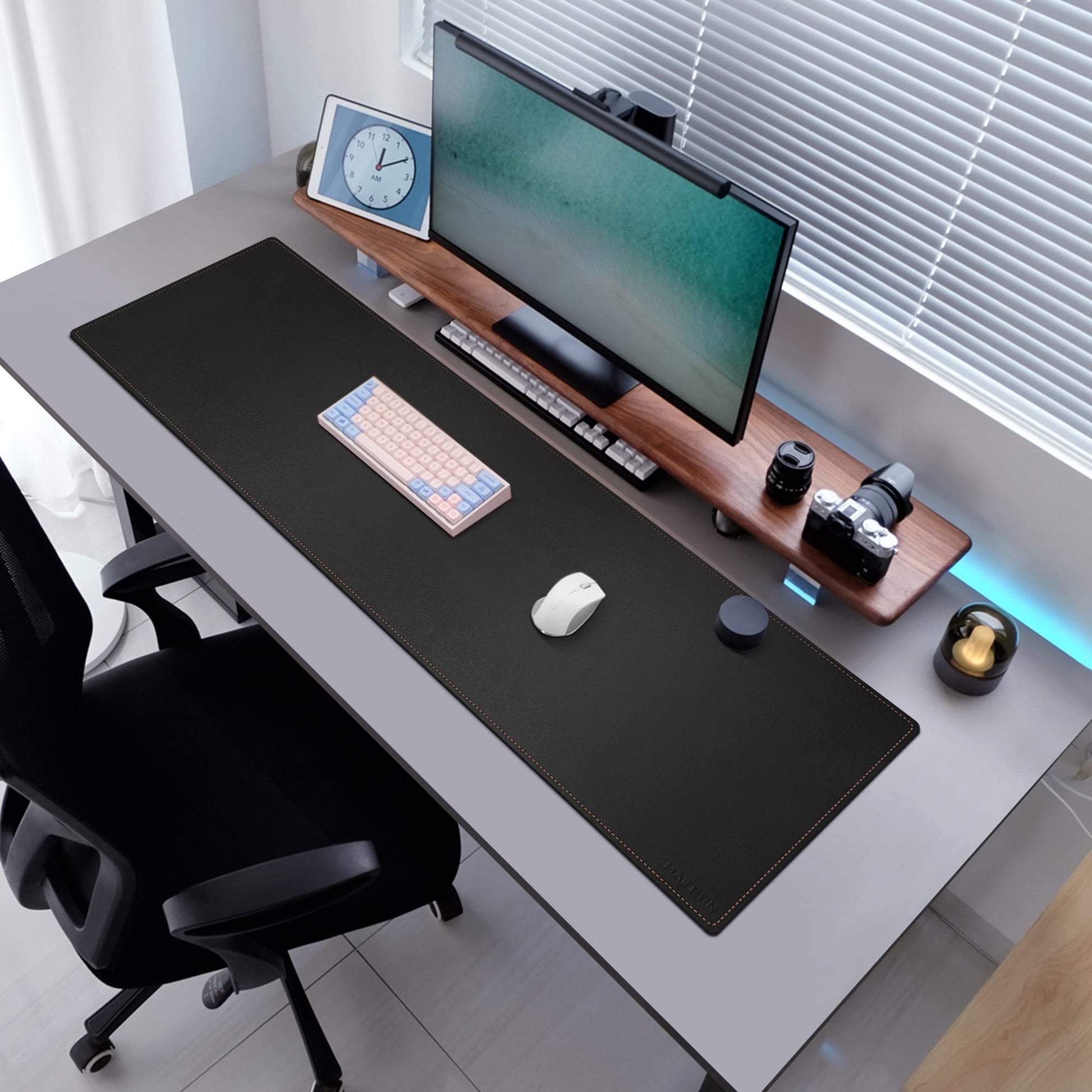 MAIDERN 55' x 15.7' Cork & Leather Desk Mat, XXL Dual Sided Desk Pad Protector for Gaming & Home