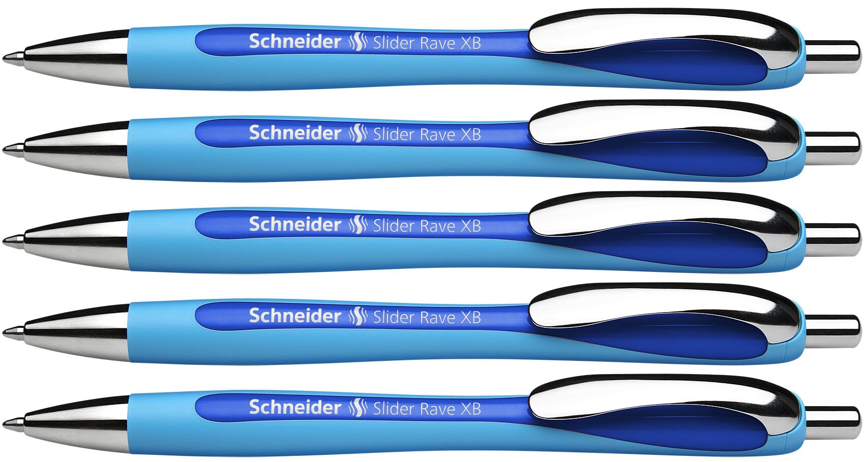 Schneider Slider Rave XB (Extra Broad) Ballpoint Pens, Refillable + Retractable, 1.4 mm, Light Blue