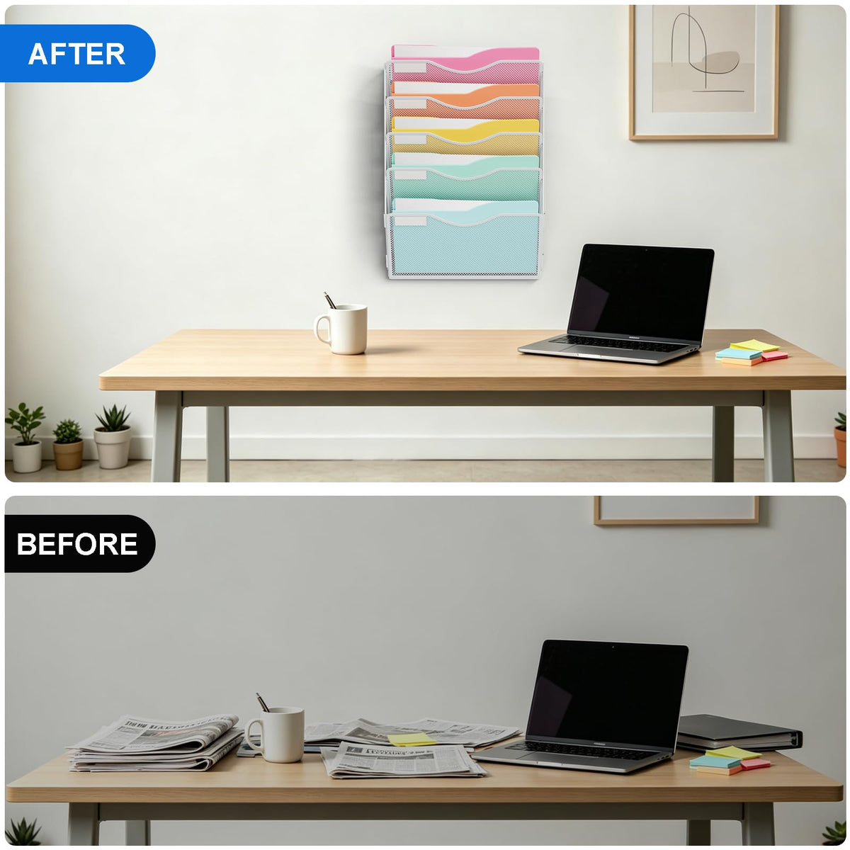 BOHDK Wall File Organizer, Hanging File Folder Organizer, Vertical Mesh Metal Door/Wall Mount