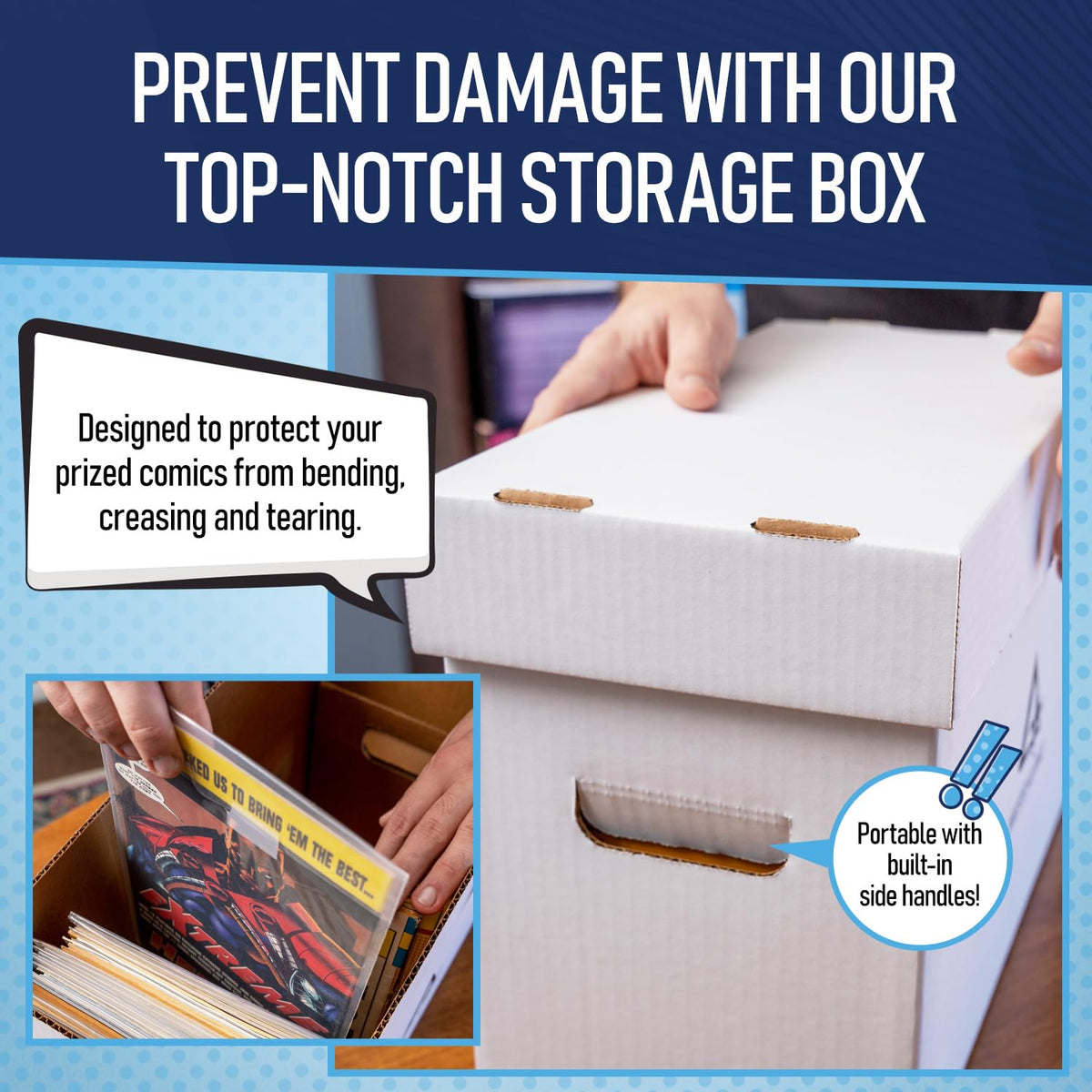 Invested Alliance Premium Short Comic Book Storage Box Organizer with Lid | Thick Cardboard Comic
