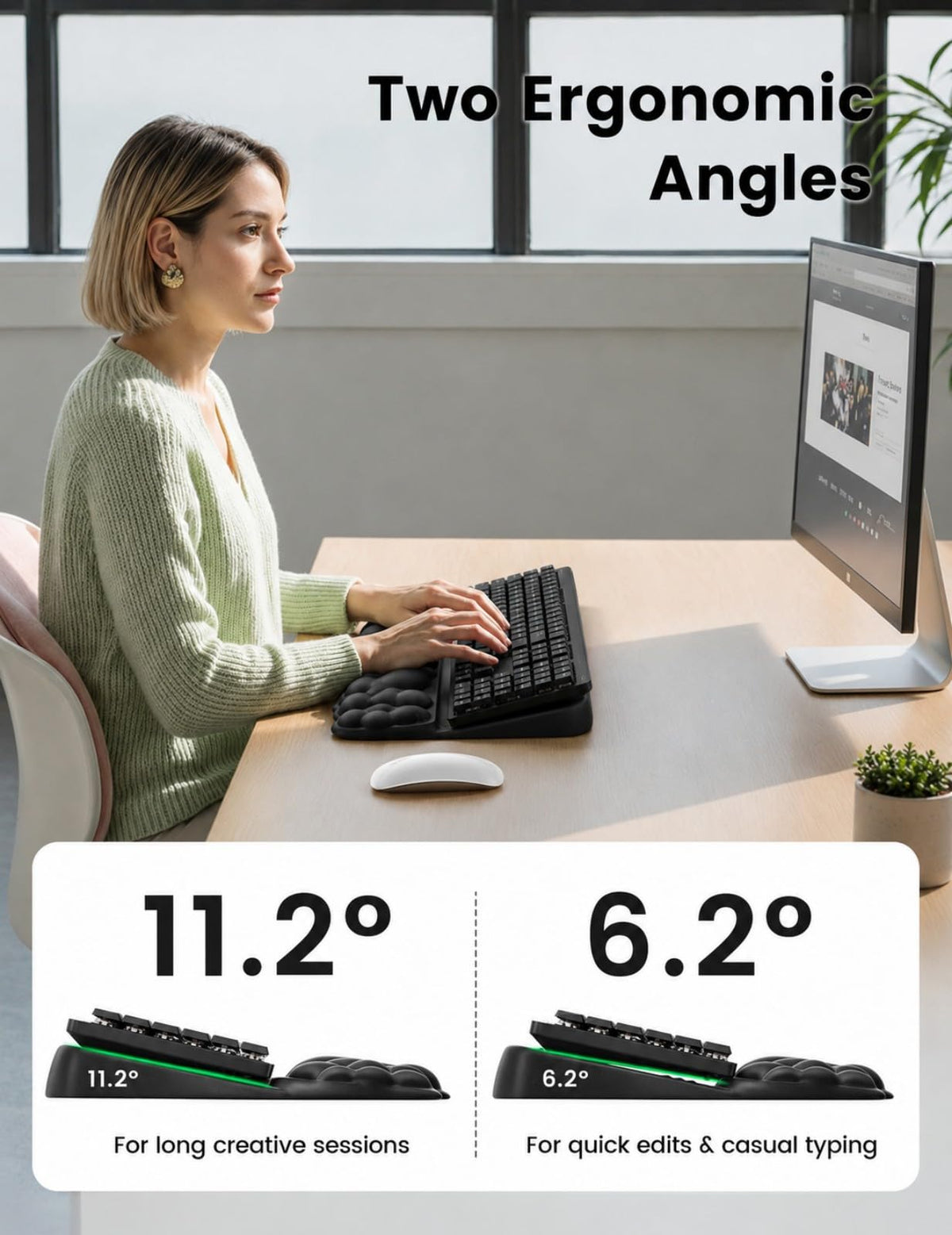 Vaydeer Cloud Wrist Rest with Keyboard Stand, Computer Wrist Support Pad Soft Memory Foam