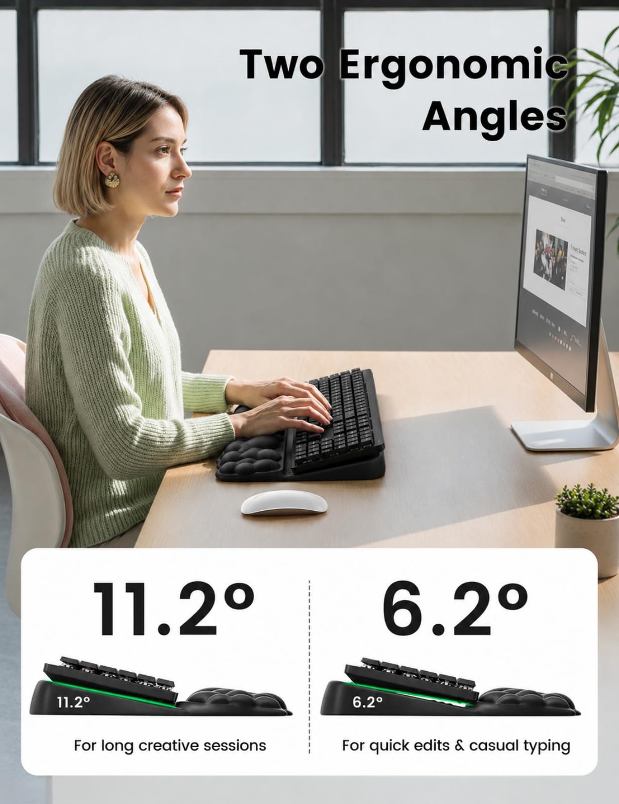 Vaydeer Cloud Wrist Rest with Keyboard Stand, Computer Wrist Support Pad Soft Memory Foam