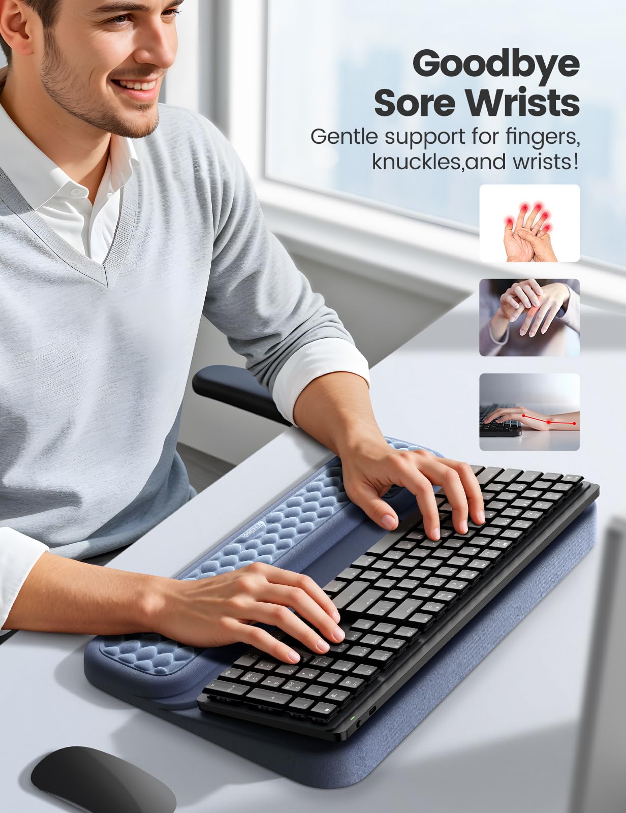 Vaydeer Wrist Rest with Keyboard Stand, Computer Wrist Support Pad, Ergonomic Keyboard Riser Holder