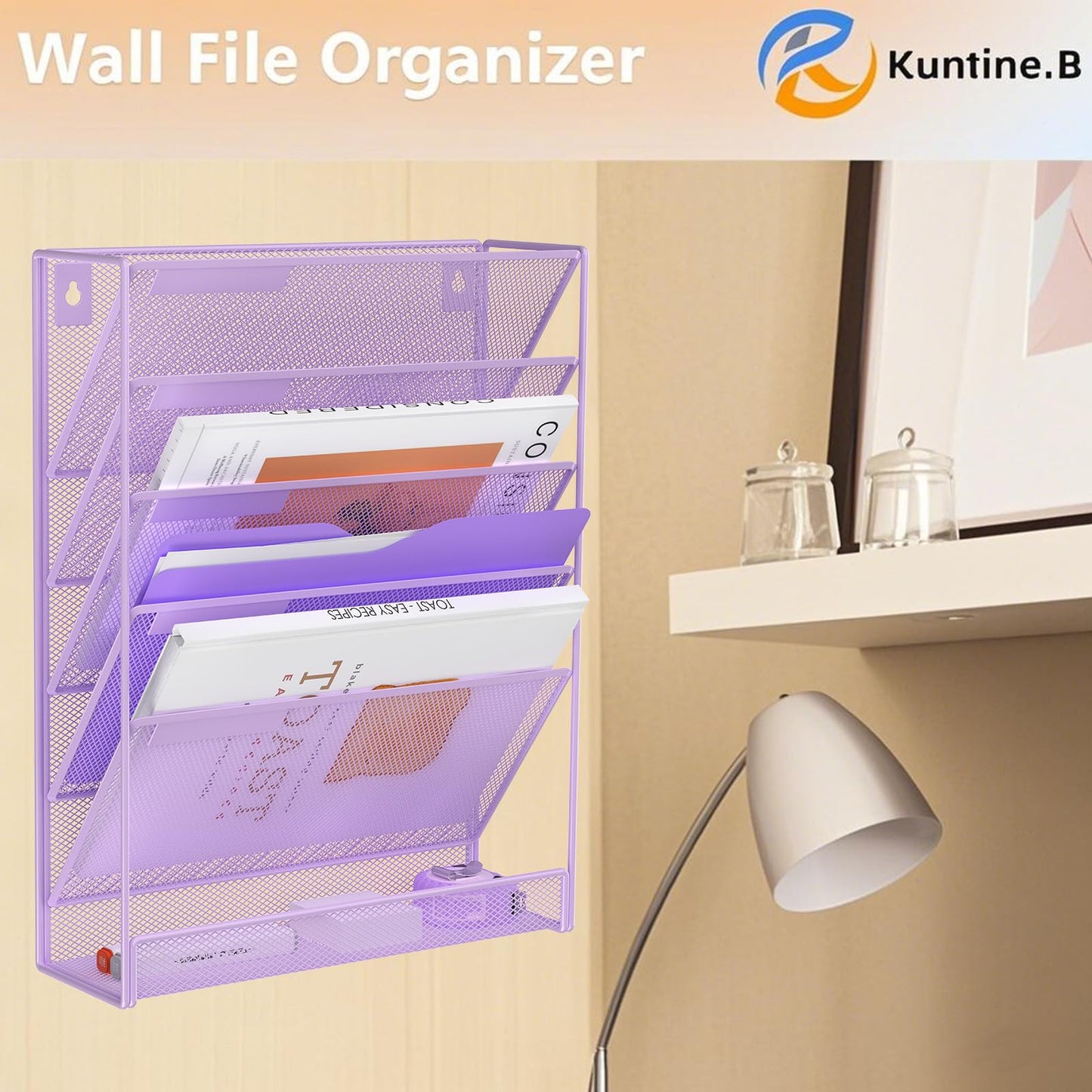 Kuntine.B Wall File Organizer Office Hanging Magazine Holder Wall File Organizer for Office Home