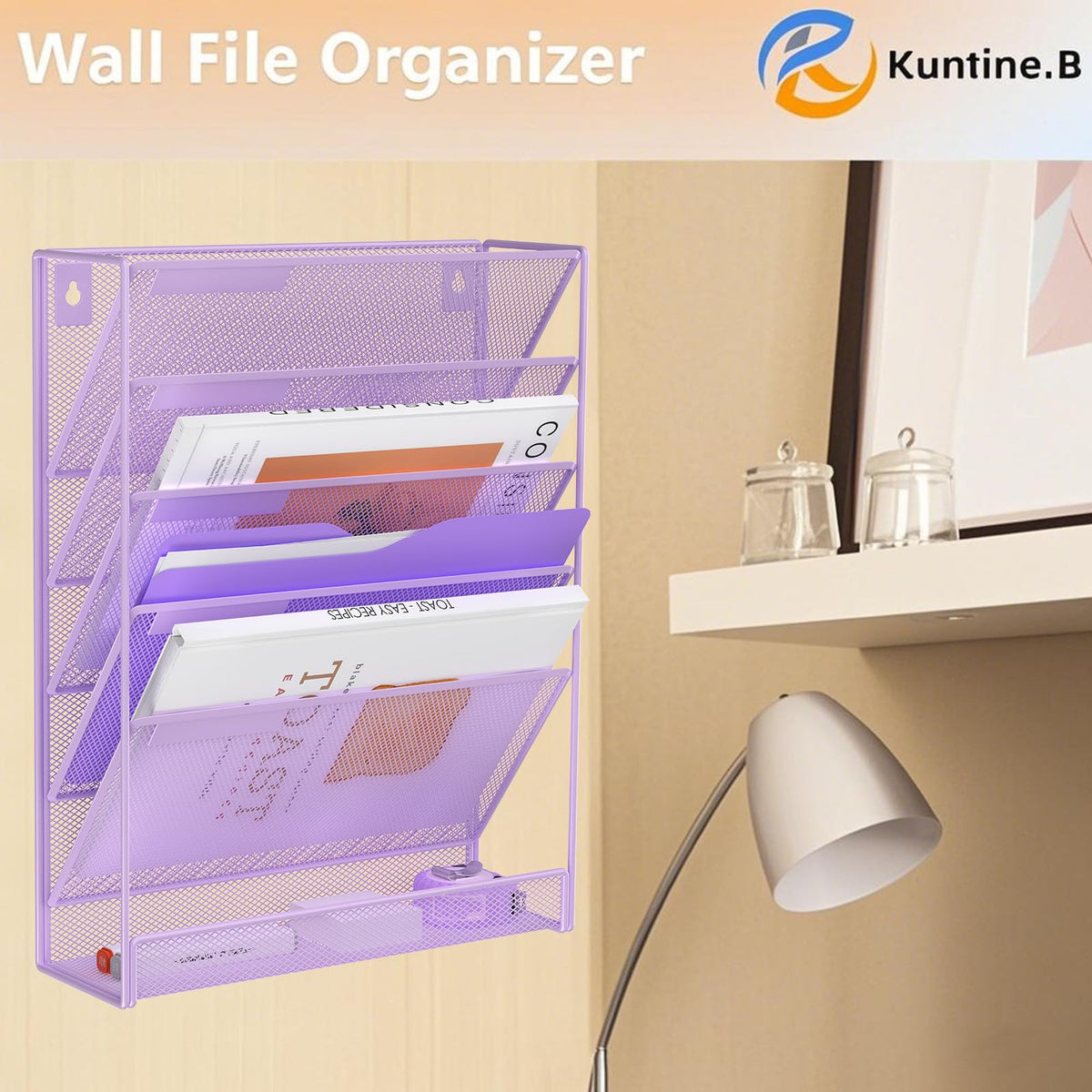 Kuntine.B Wall File Organizer Office Hanging Magazine Holder Wall File Organizer for Office Home