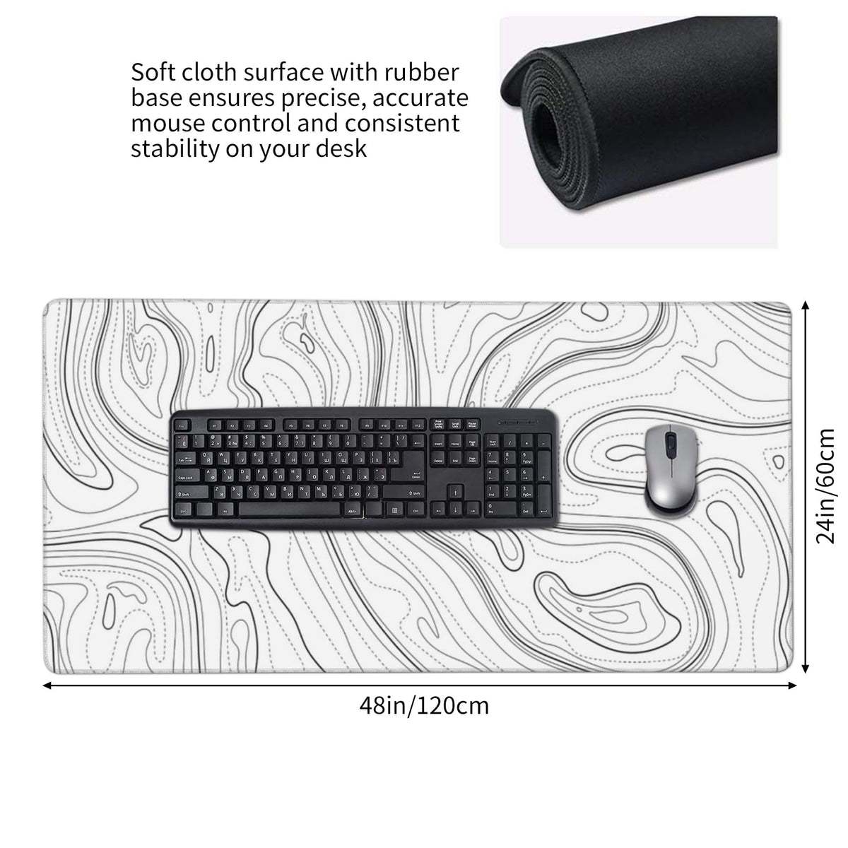 Topographic 3XL Huge Mouse Pad-Oversized (48''x24'') for Full Desk Gaming