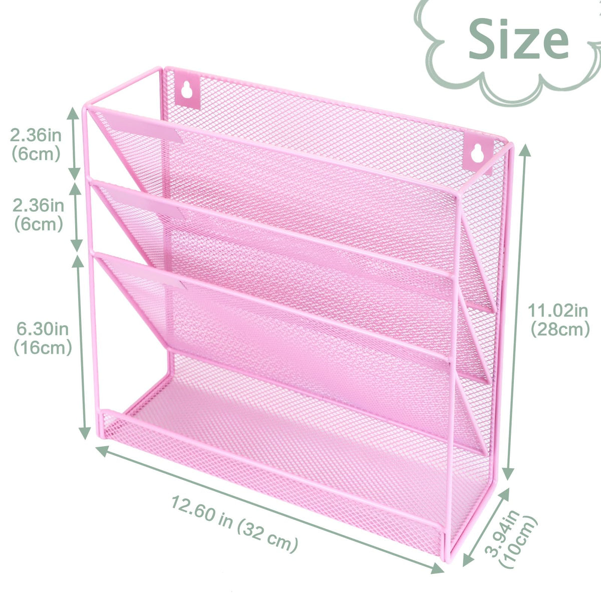 ideallife 3 Pockets Mesh Wall File Holder Organizer with Bottom Flat Tray, Office Hanging File